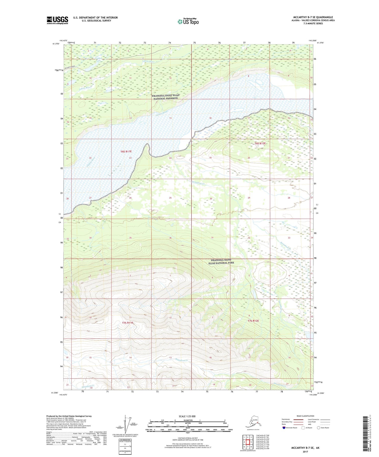 McCarthy B-7 SE Alaska US Topo Map Image