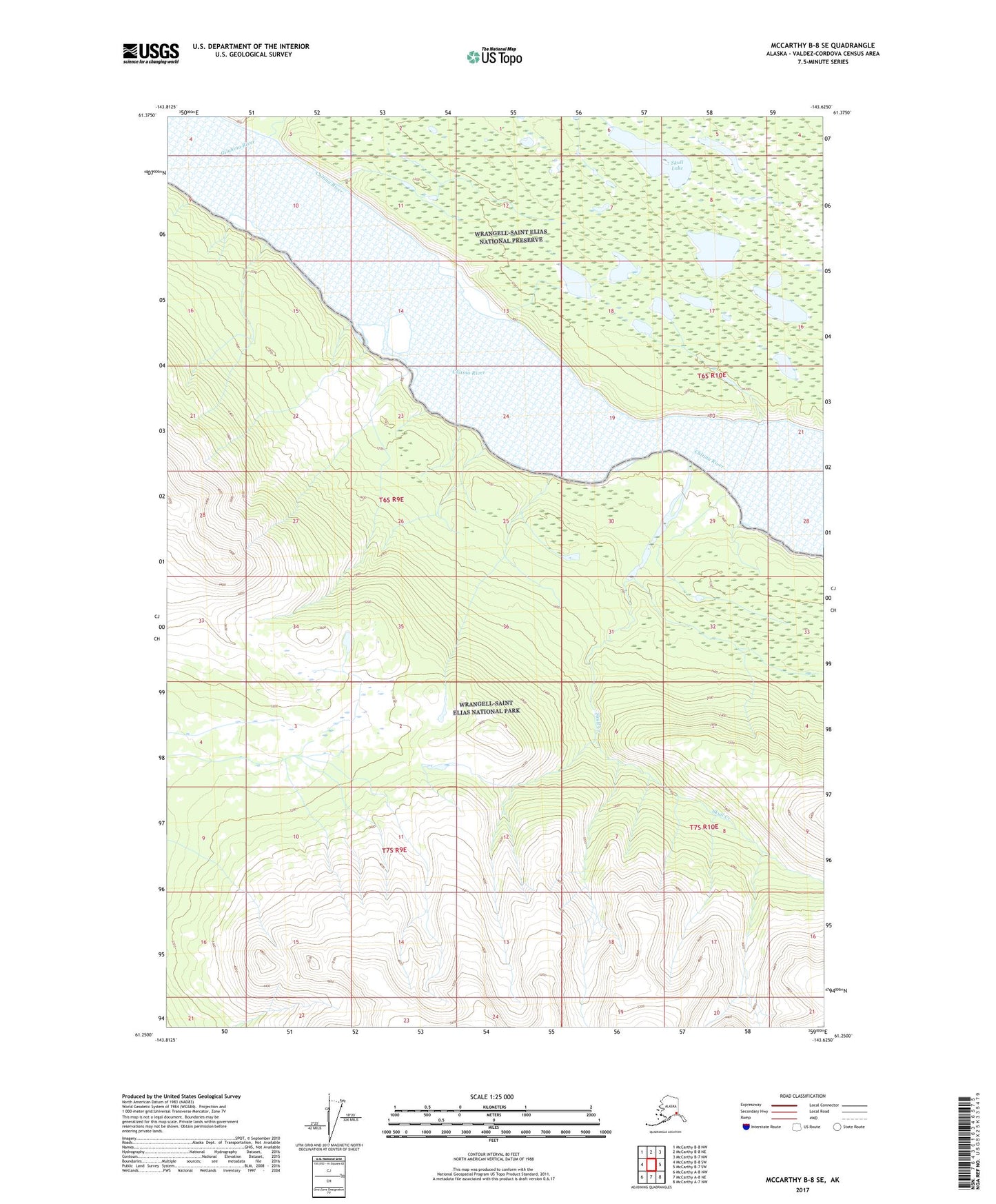McCarthy B-8 SE Alaska US Topo Map Image