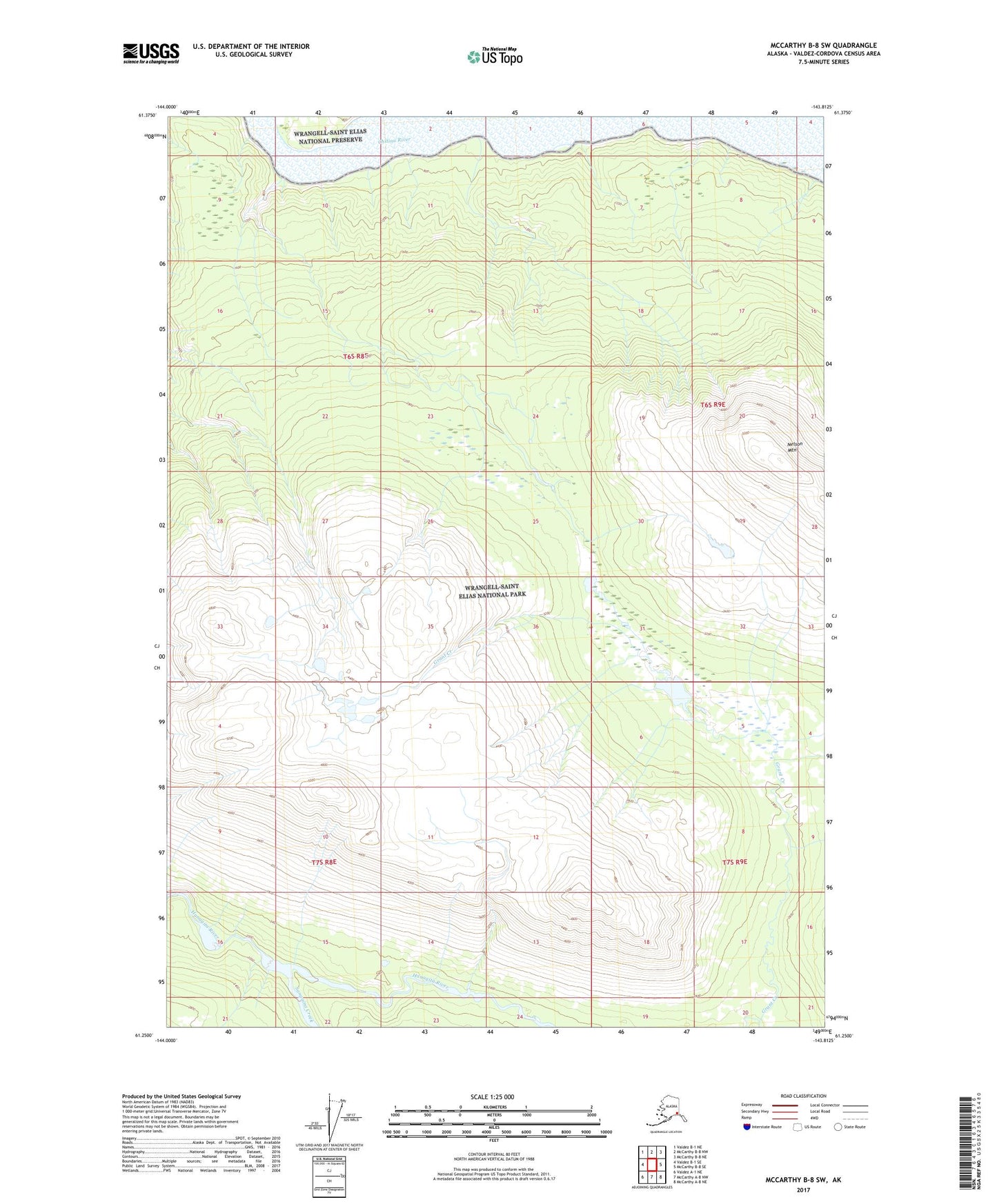 McCarthy B-8 SW Alaska US Topo Map Image