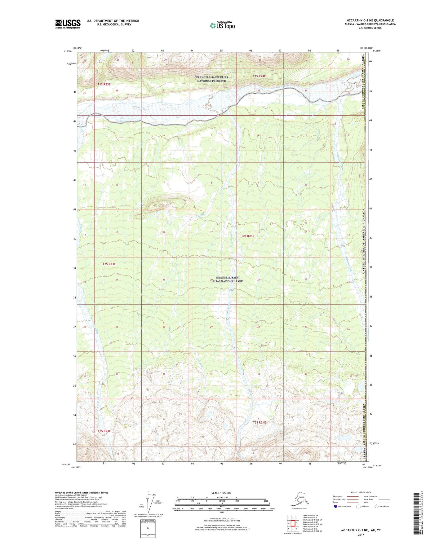 McCarthy C-1 NE Alaska US Topo Map Image