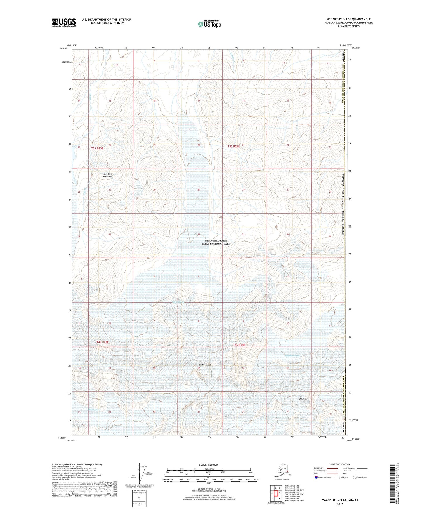 McCarthy C-1 SE Alaska US Topo Map Image