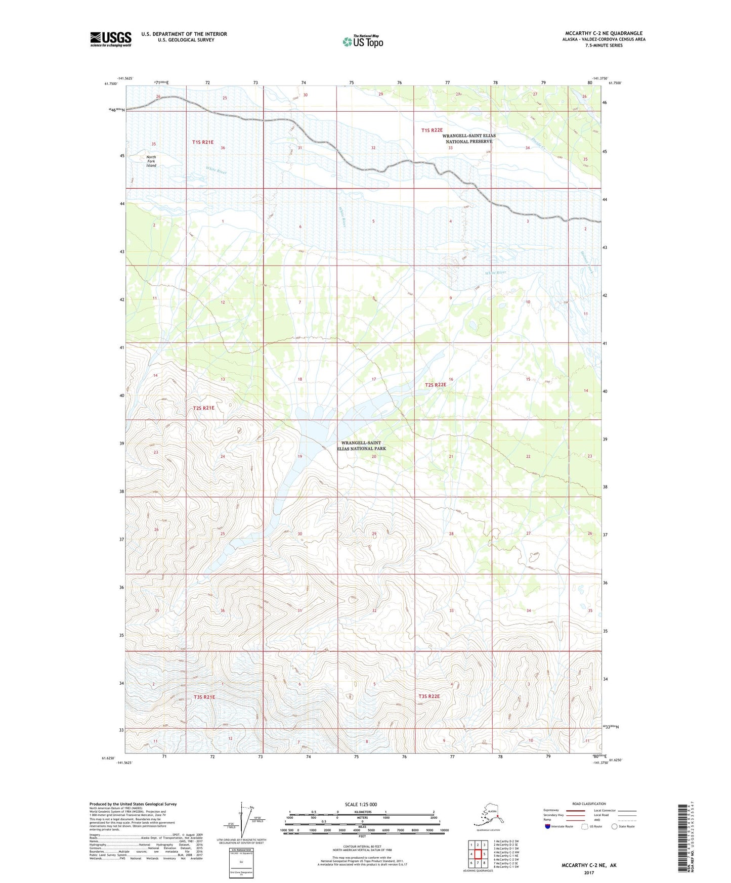 McCarthy C-2 NE Alaska US Topo Map Image