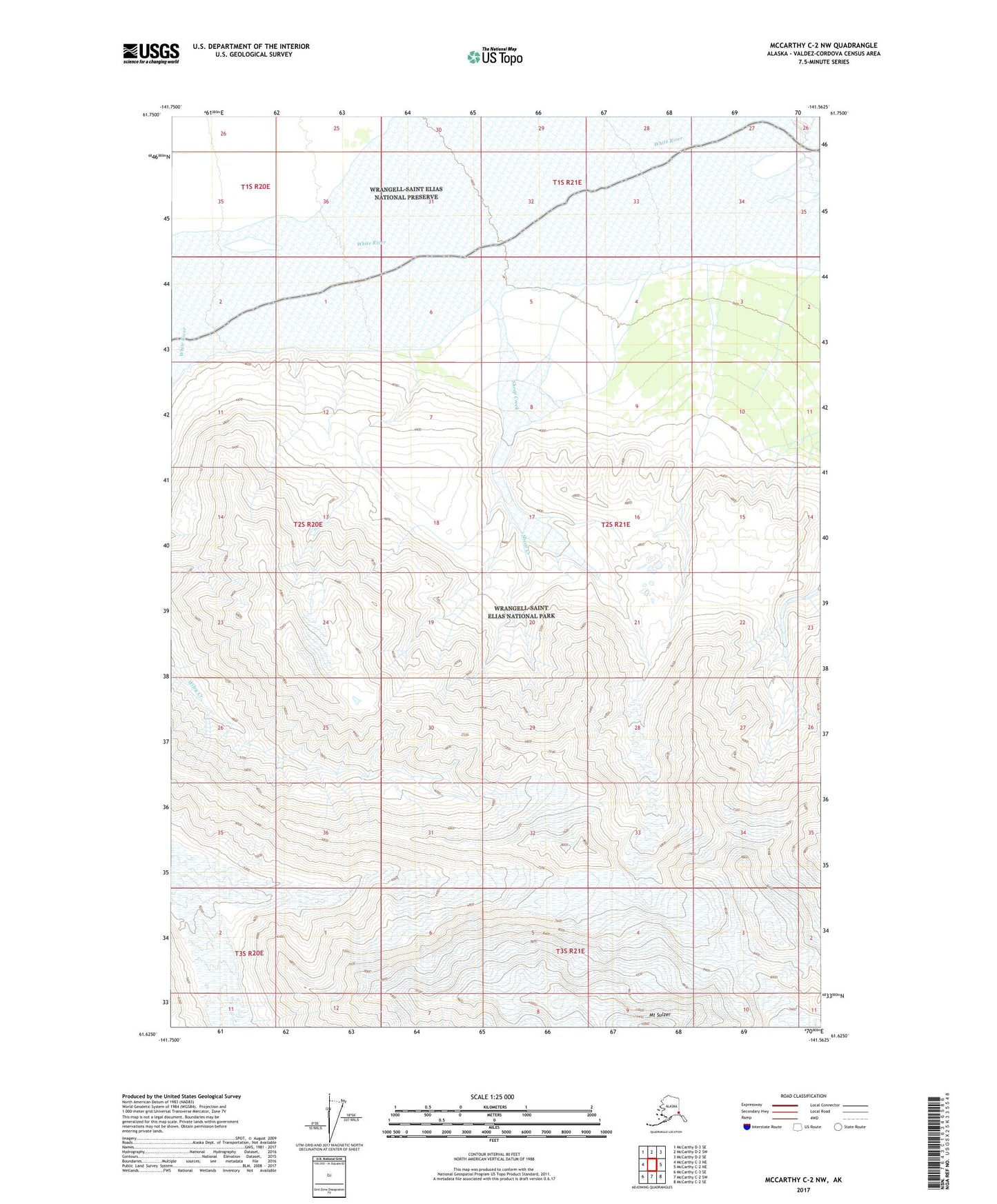 McCarthy C-2 NW Alaska US Topo Map Image