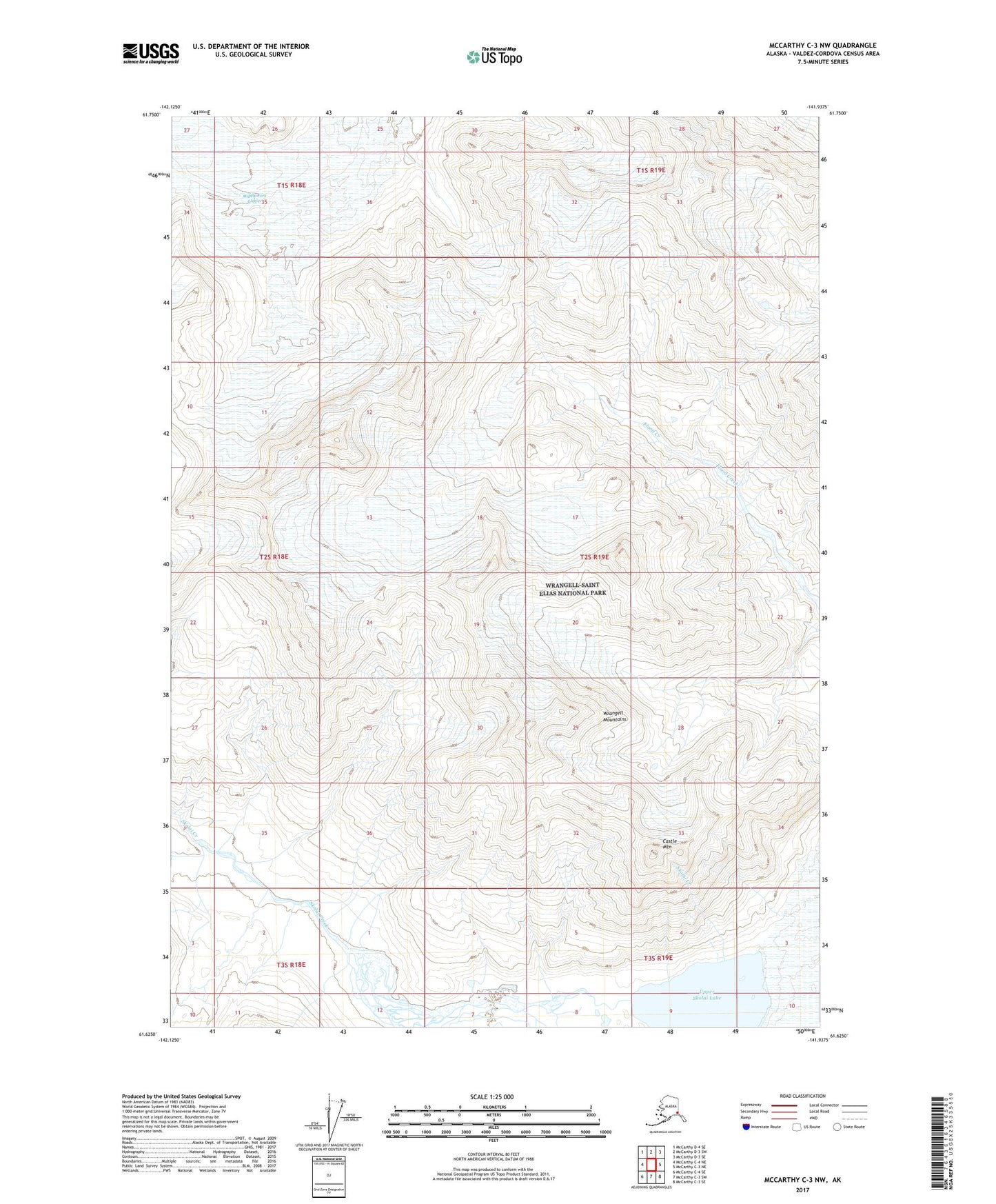 McCarthy C-3 NW Alaska US Topo Map Image