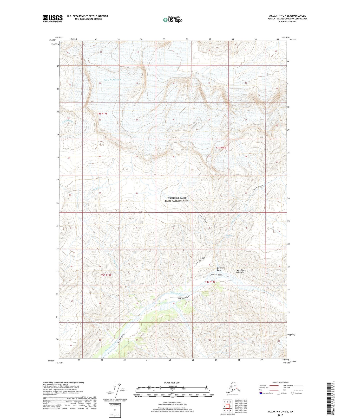 McCarthy C-4 SE Alaska US Topo Map Image