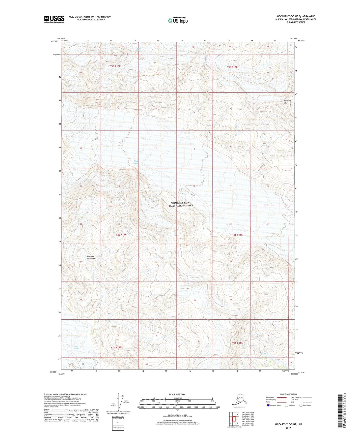 McCarthy C-5 NE Alaska US Topo Map Image