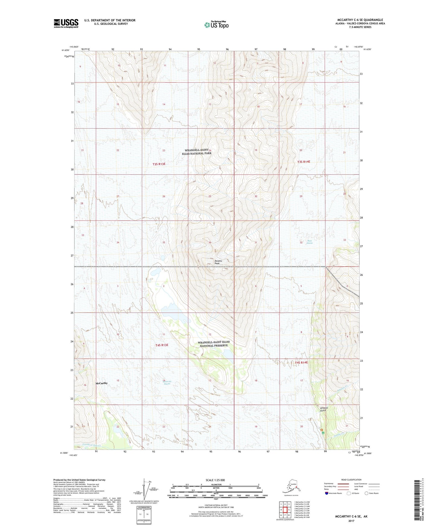 McCarthy C-6 SE Alaska US Topo Map Image