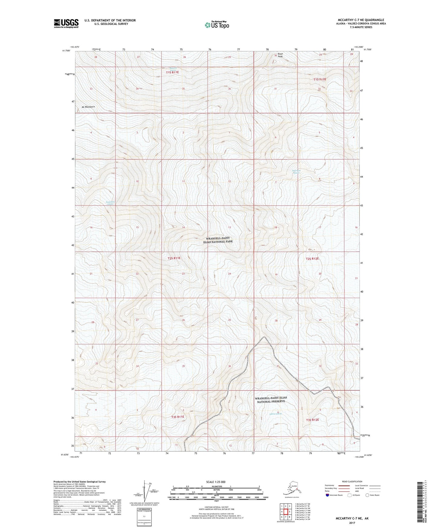 McCarthy C-7 NE Alaska US Topo Map Image