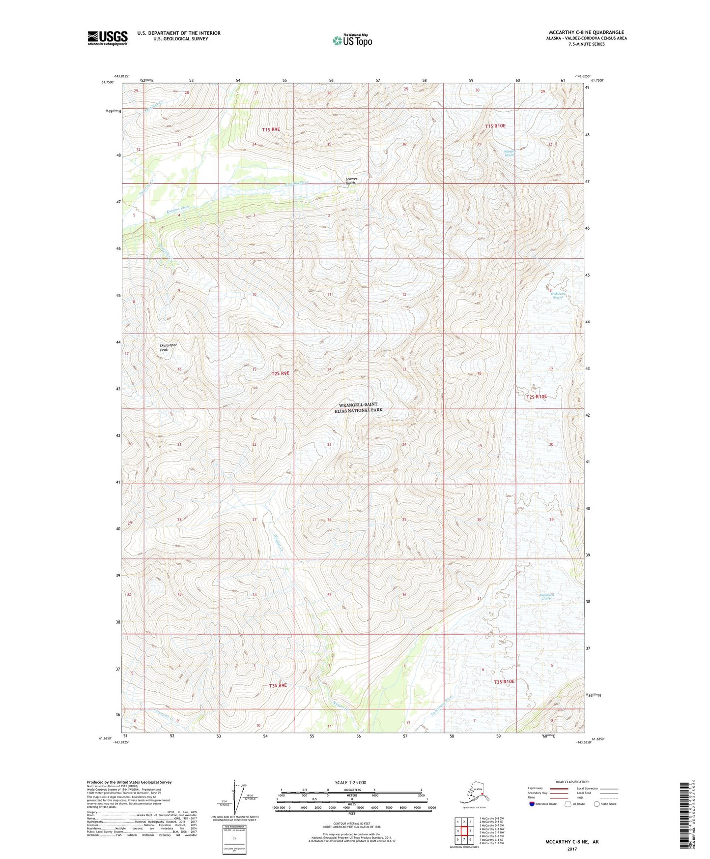 McCarthy C-8 NE Alaska US Topo Map Image