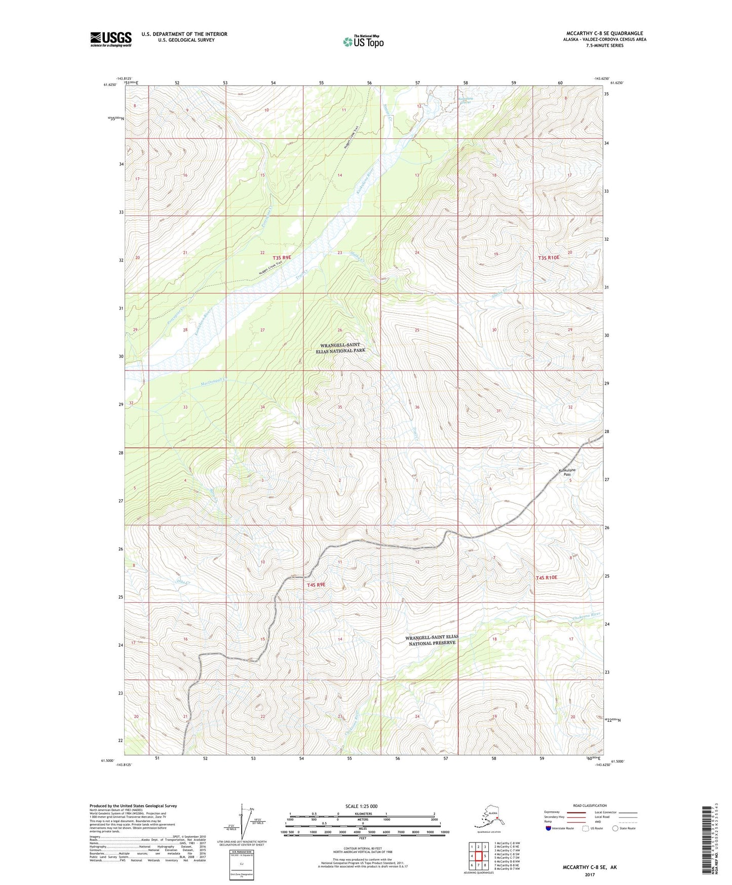 McCarthy C-8 SE Alaska US Topo Map Image