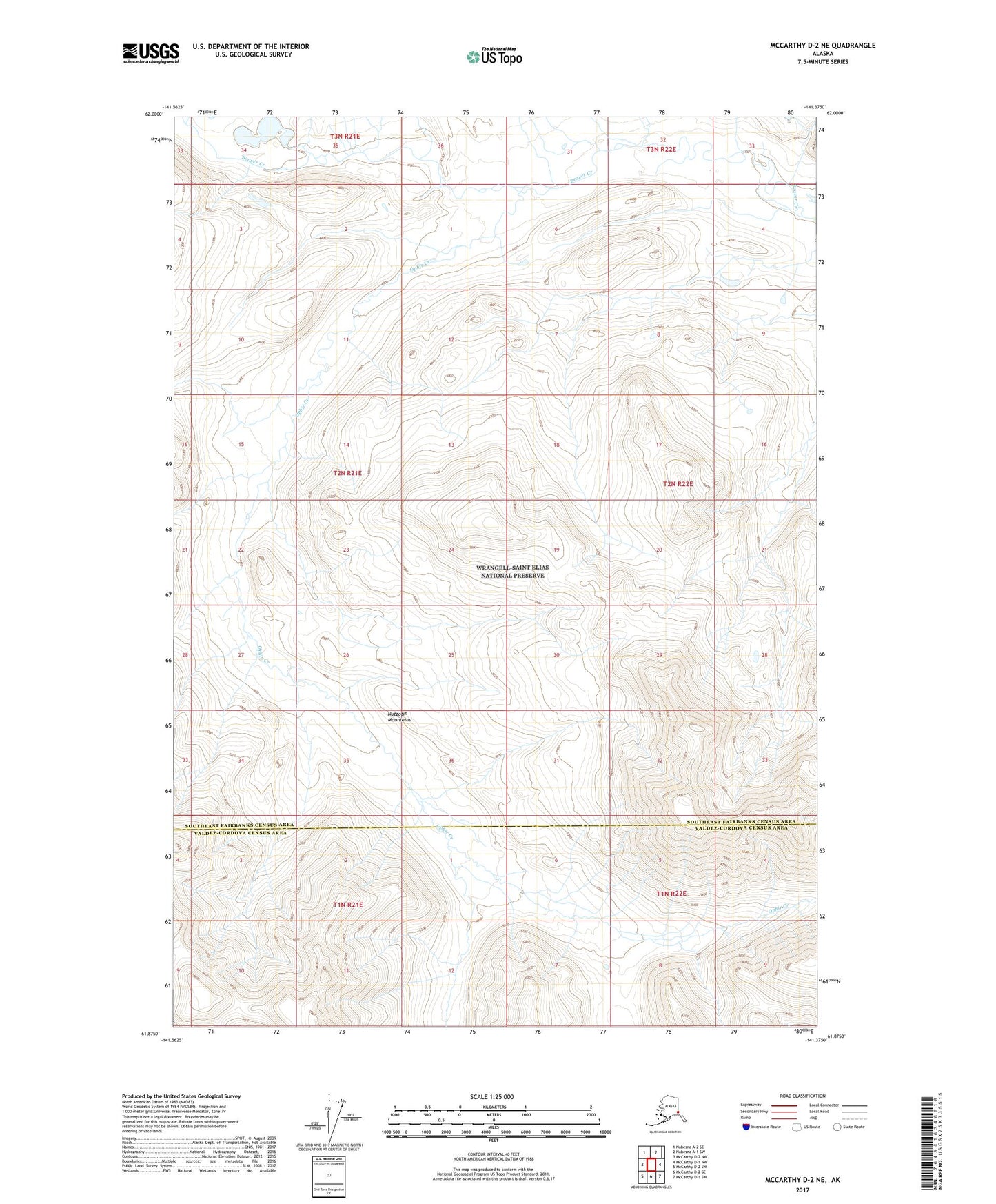 McCarthy D-2 NE Alaska US Topo Map Image