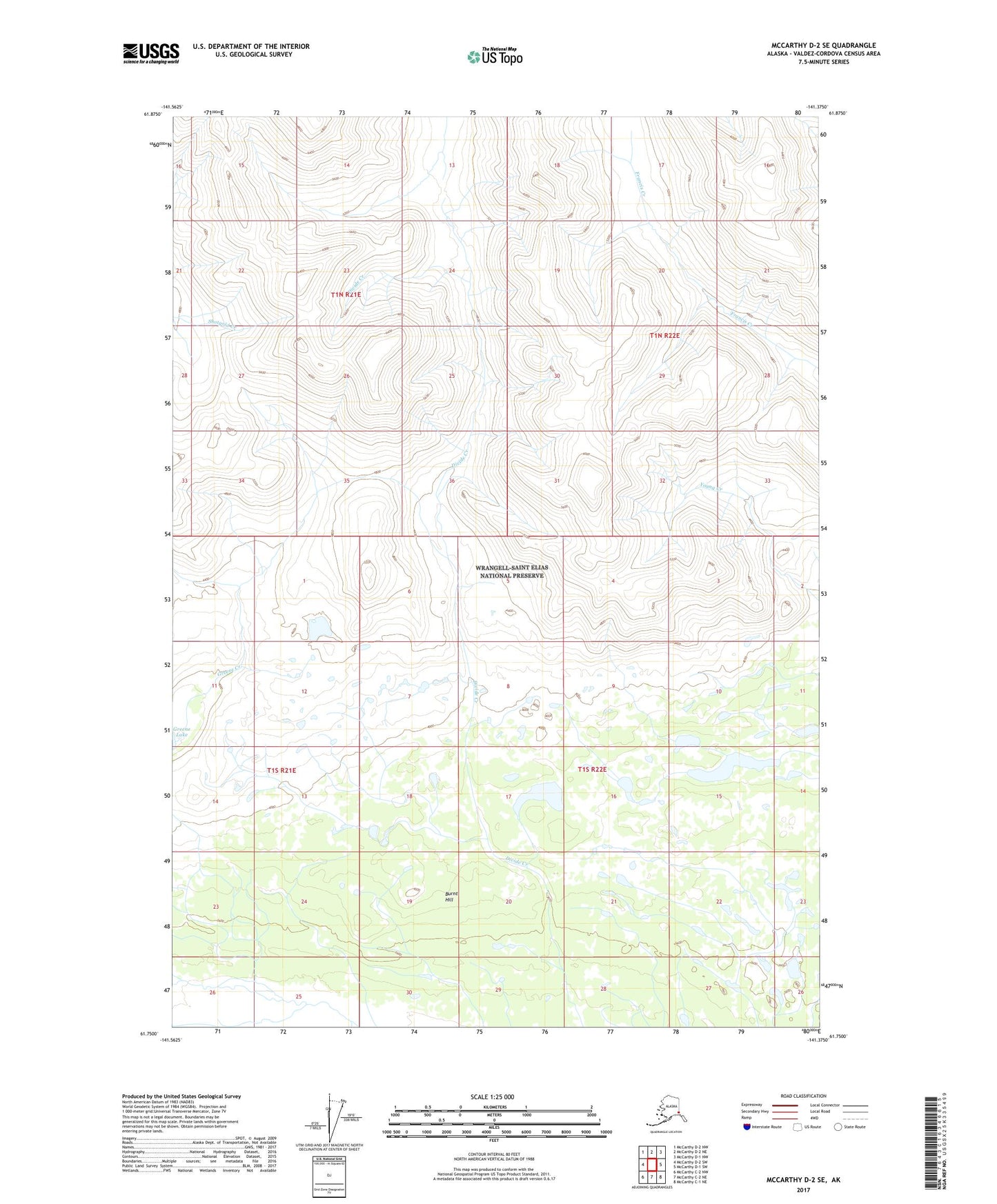 McCarthy D-2 SE Alaska US Topo Map Image