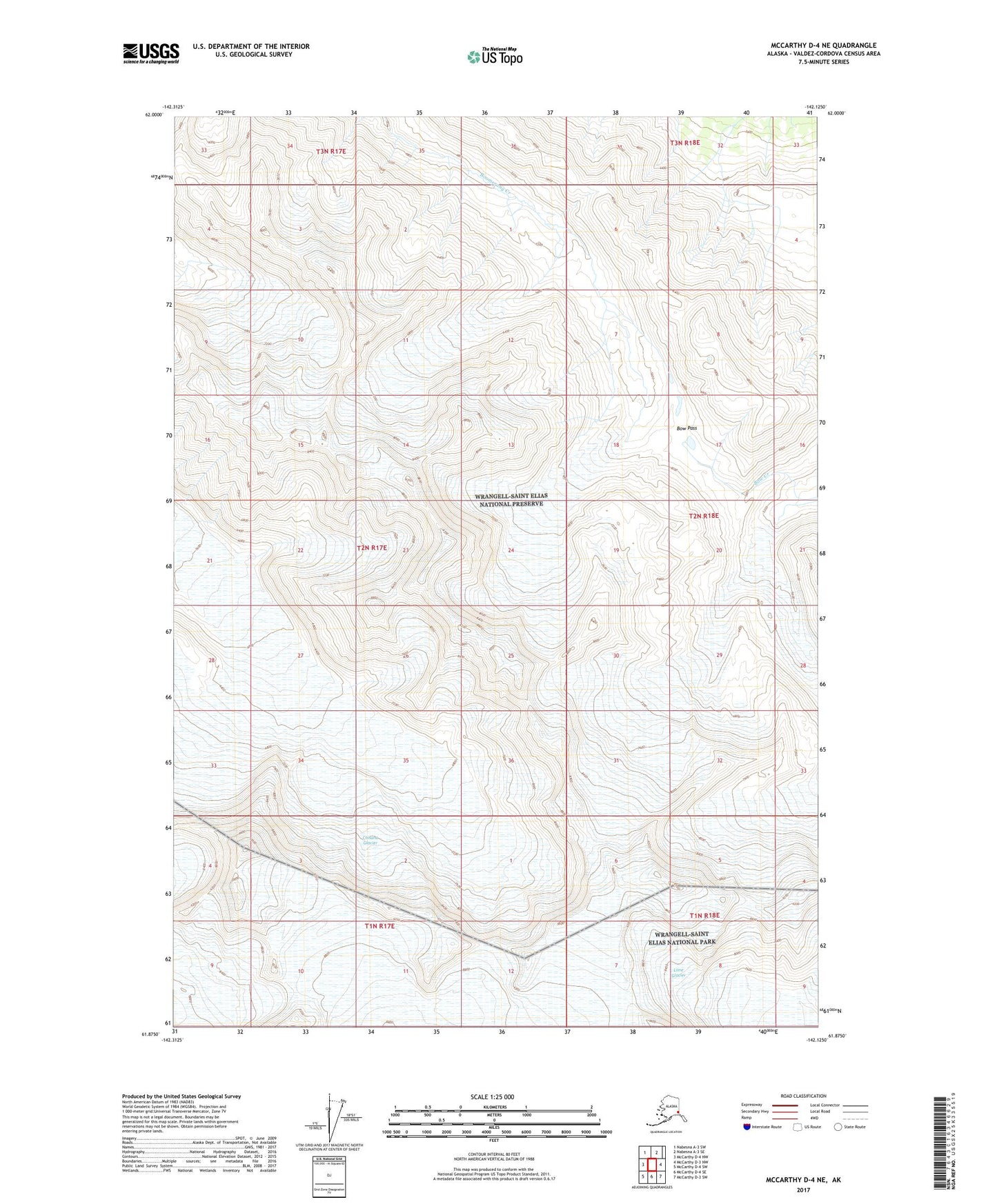 McCarthy D-4 NE Alaska US Topo Map Image