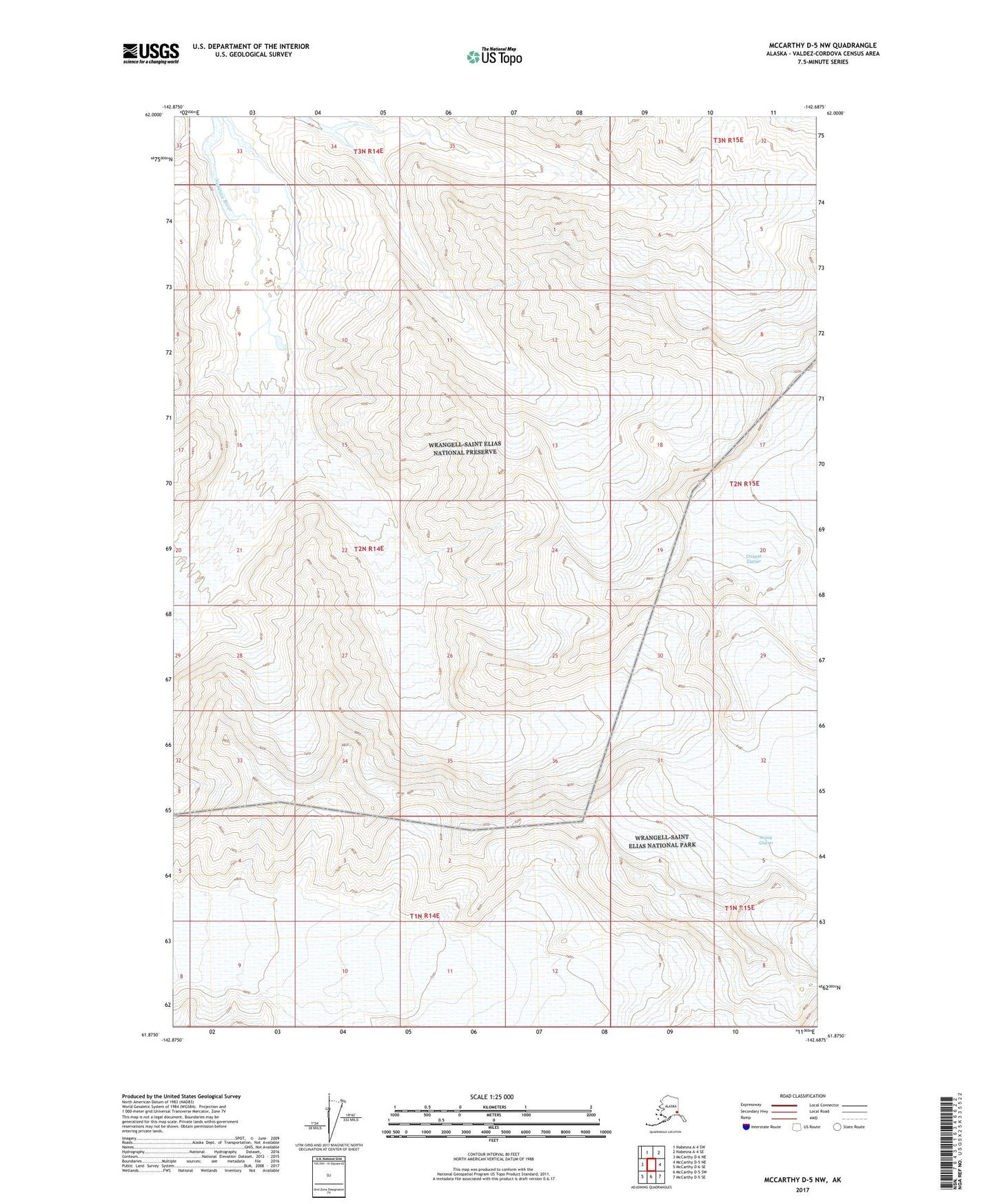 McCarthy D-5 NW Alaska US Topo Map Image