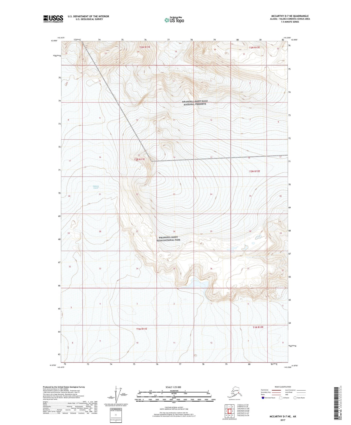 McCarthy D-7 NE Alaska US Topo Map Image