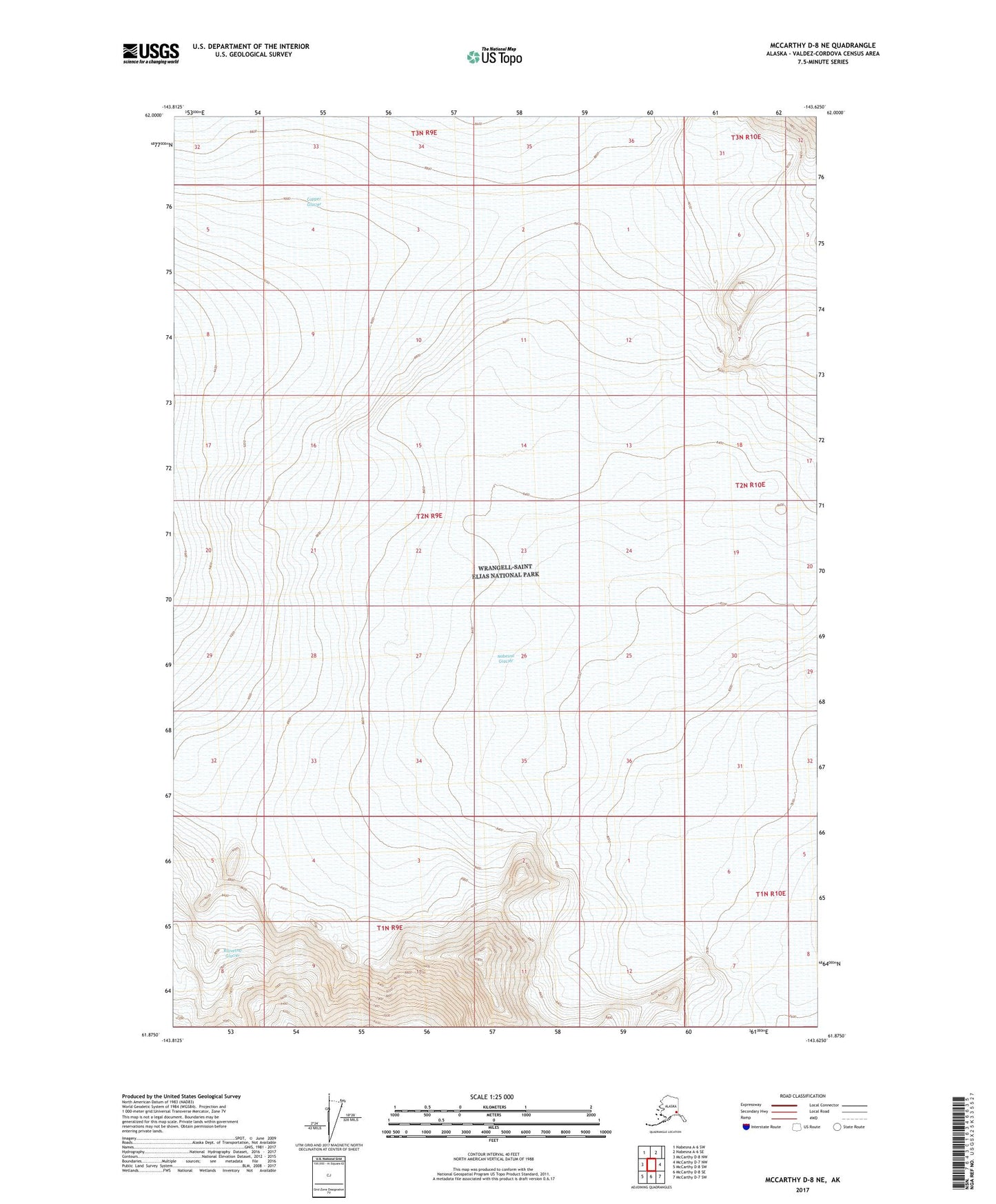 McCarthy D-8 NE Alaska US Topo Map Image