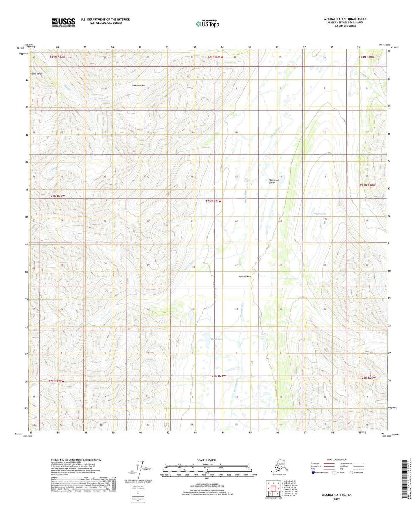 McGrath A-1 SE Alaska US Topo Map Image