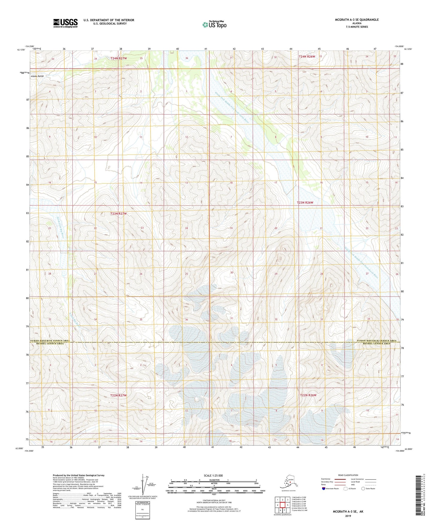 McGrath A-3 SE Alaska US Topo Map Image