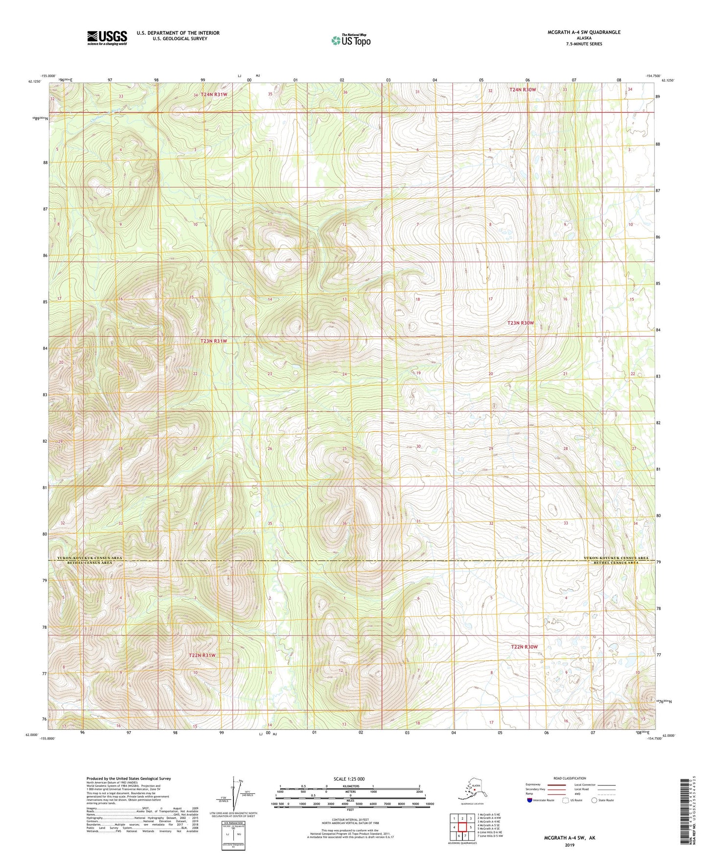 McGrath A-4 SW Alaska US Topo Map Image