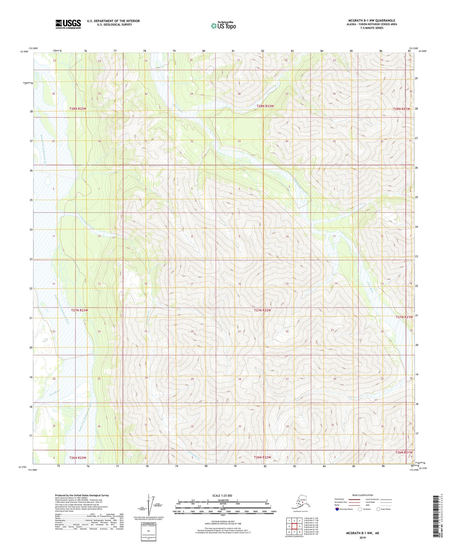 McGrath B-1 NW Alaska US Topo Map Image