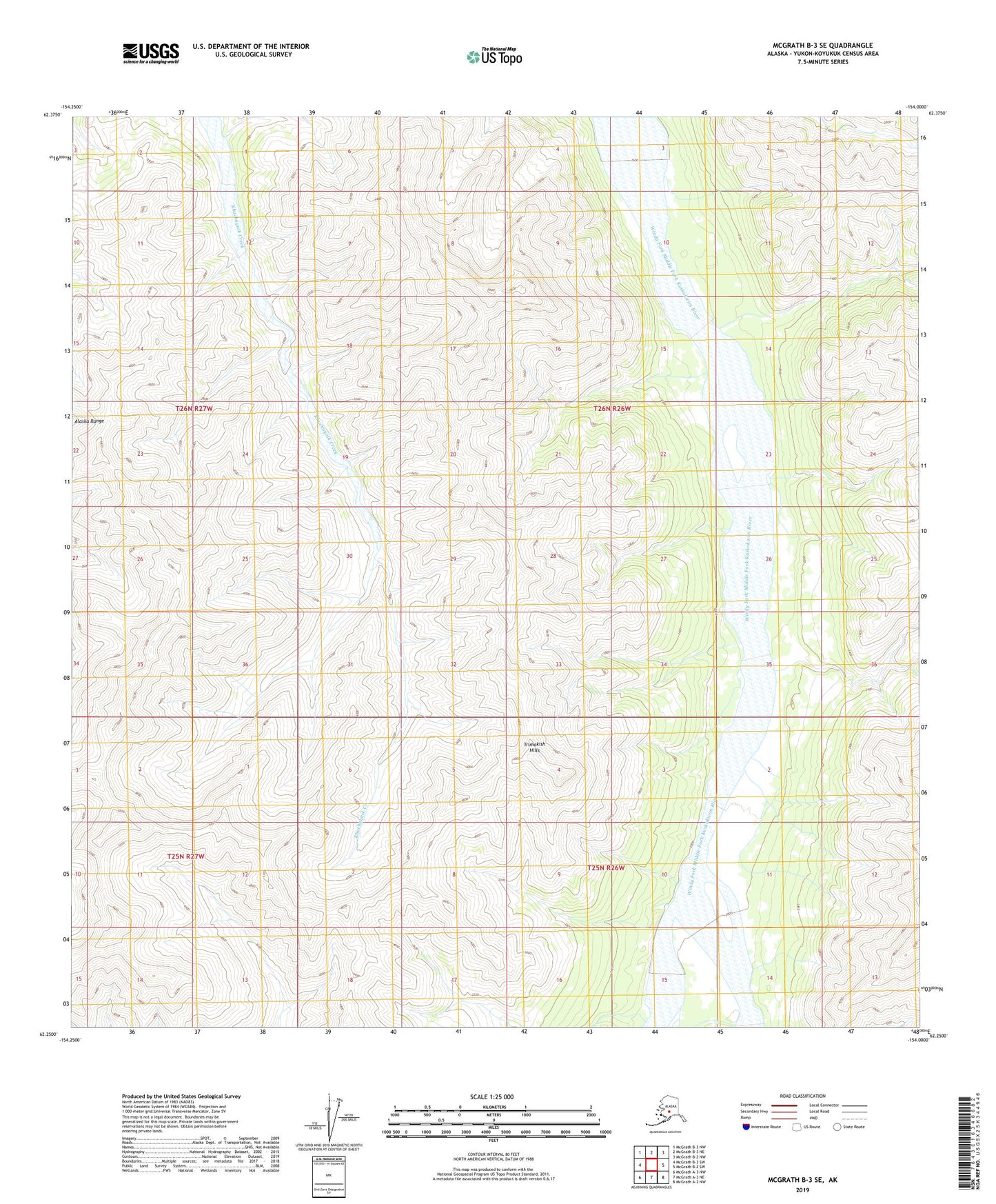 McGrath B-3 SE Alaska US Topo Map Image