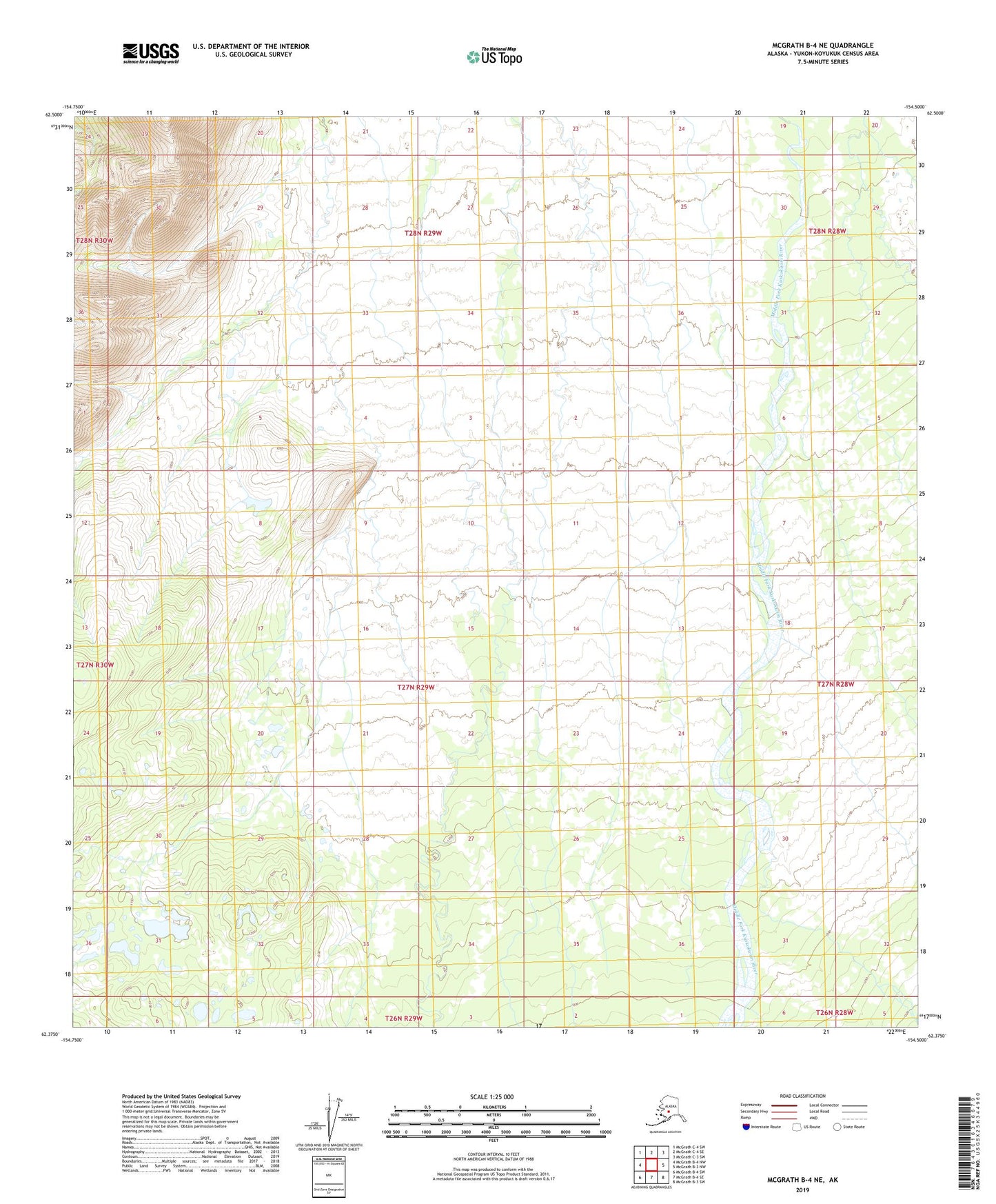 McGrath B-4 NE Alaska US Topo Map Image
