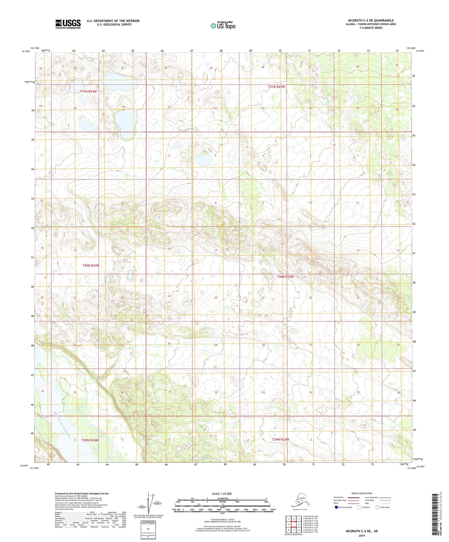 McGrath C-2 NE Alaska US Topo Map Image