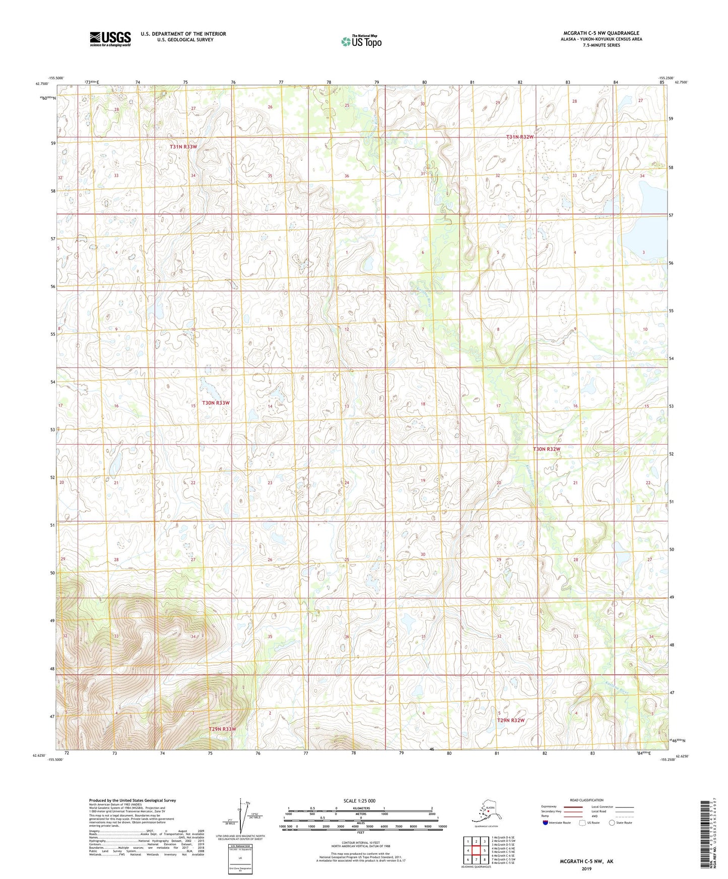 McGrath C-5 NW Alaska US Topo Map Image