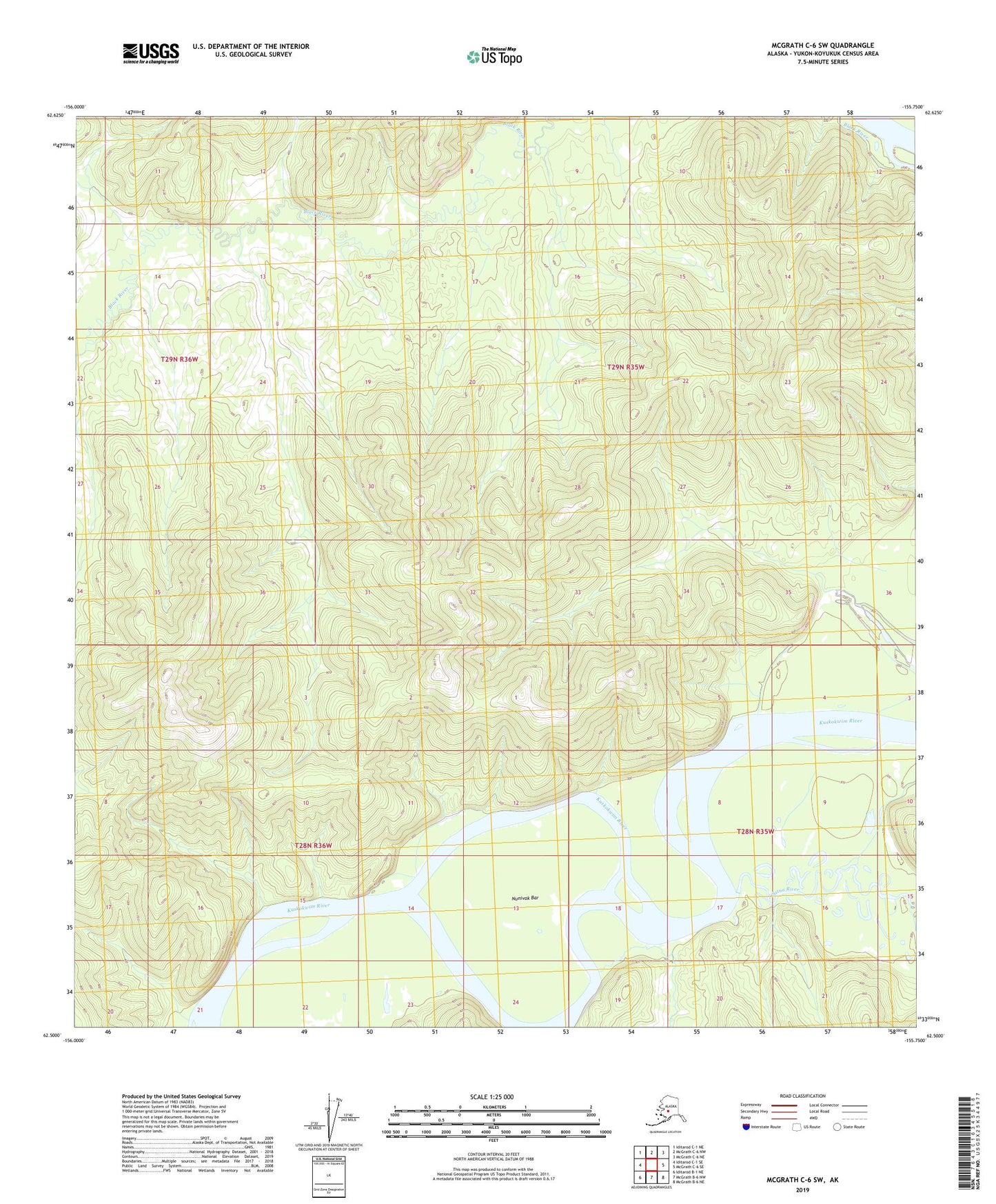 McGrath C-6 SW Alaska US Topo Map Image