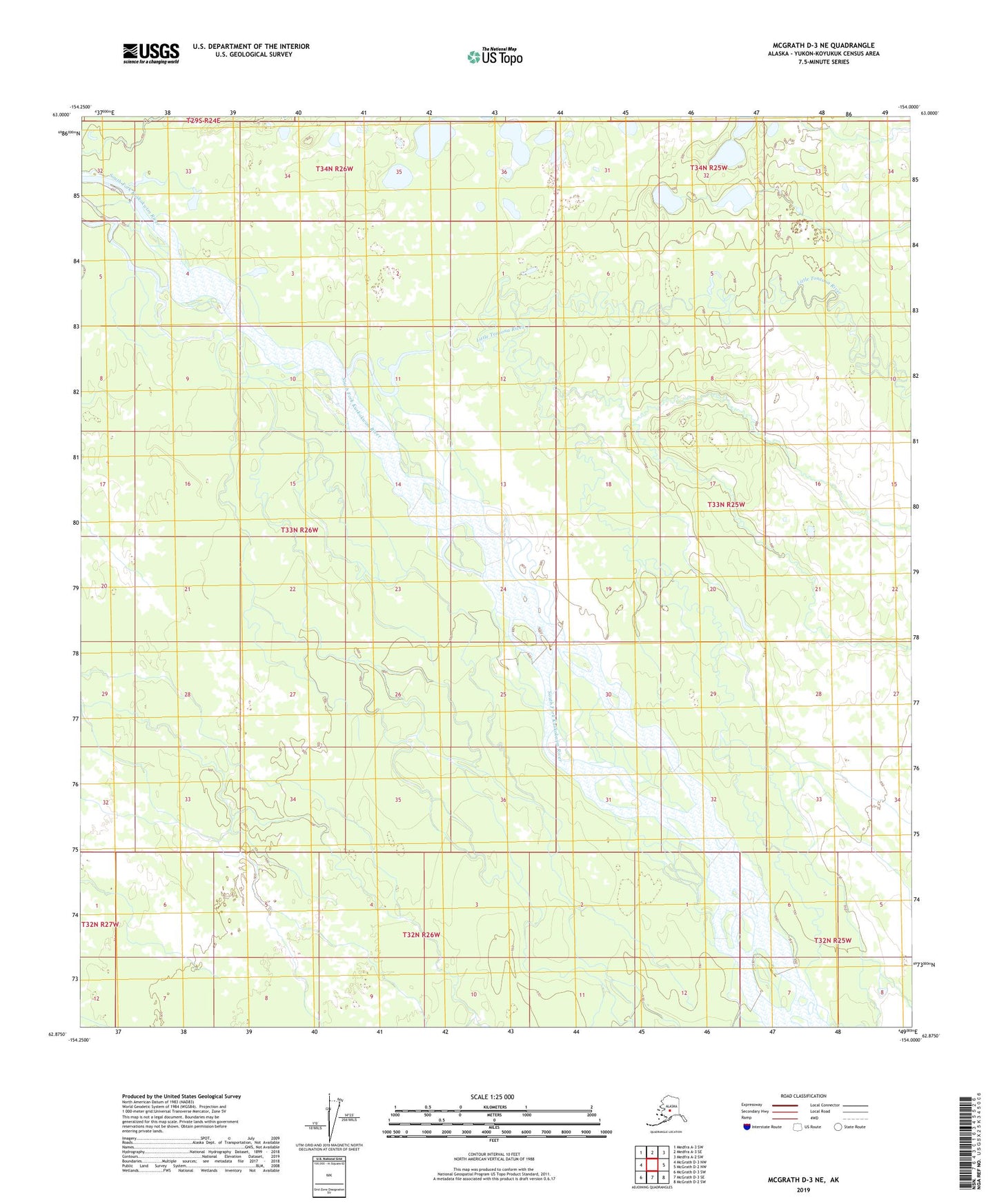 McGrath D-3 NE Alaska US Topo Map Image