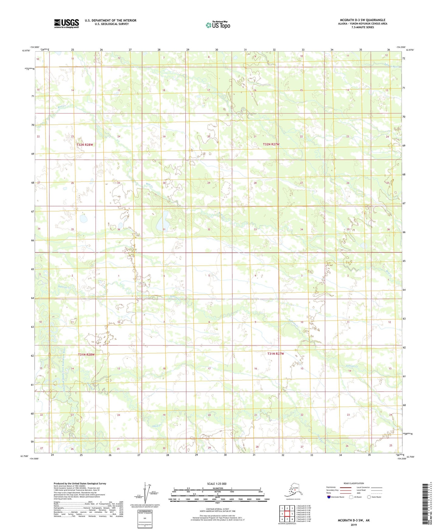 McGrath D-3 SW Alaska US Topo Map Image