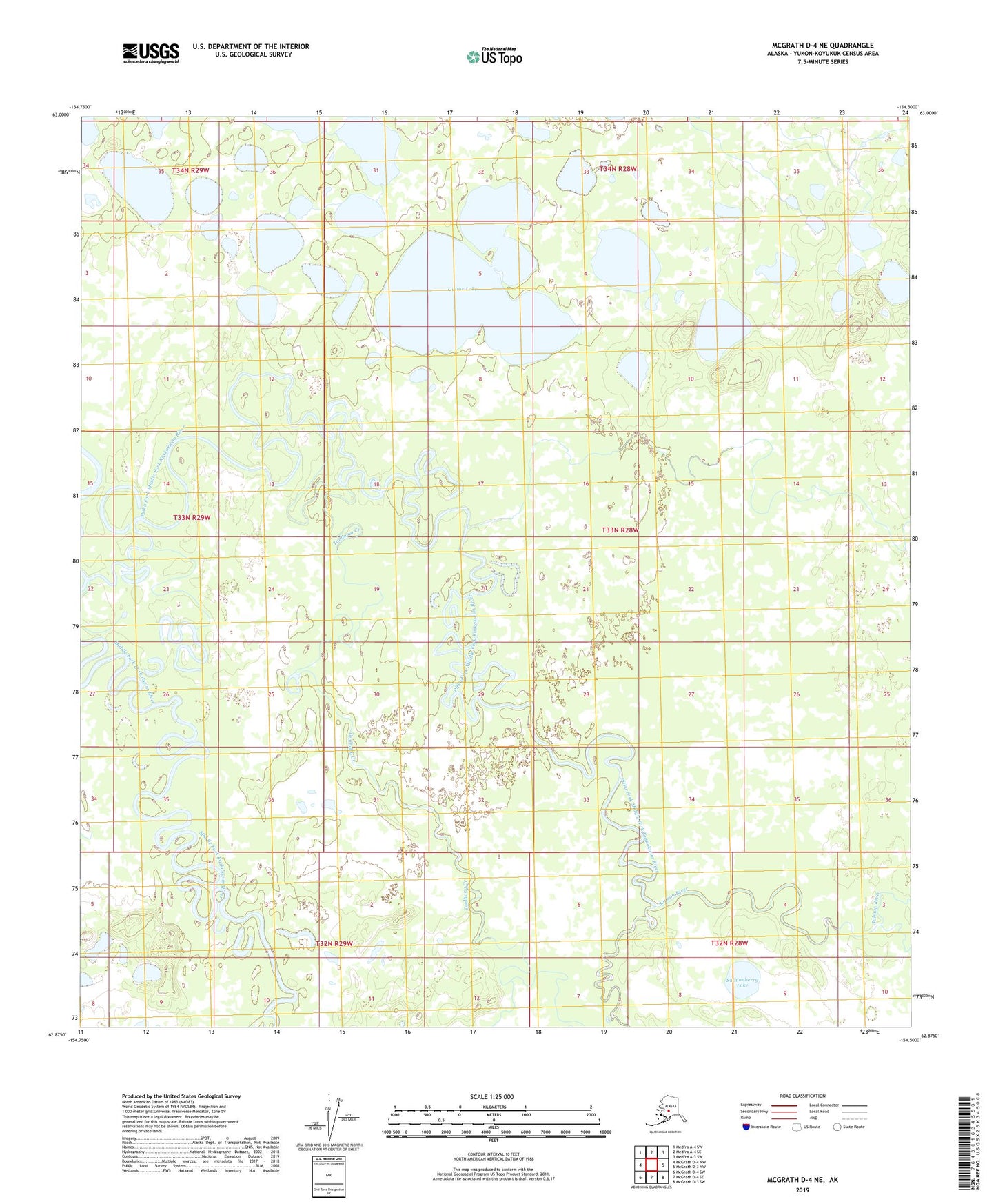 McGrath D-4 NE Alaska US Topo Map Image