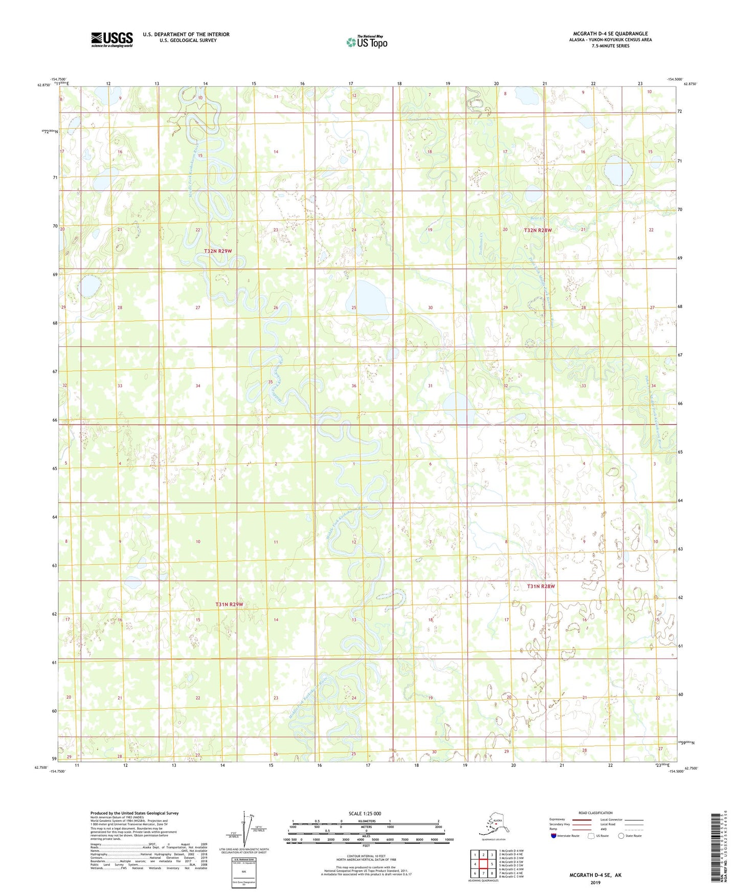 McGrath D-4 SE Alaska US Topo Map Image
