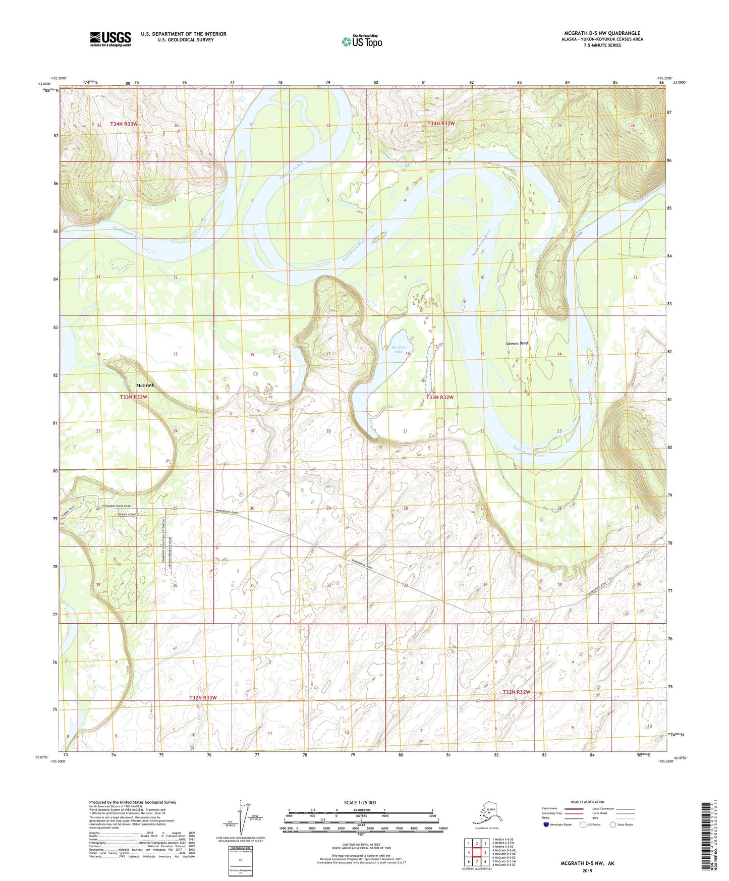 McGrath D-5 NW Alaska US Topo Map Image