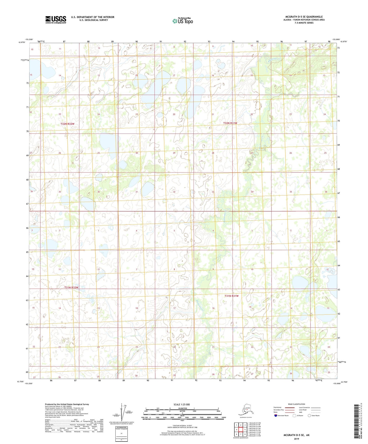 McGrath D-5 SE Alaska US Topo Map Image