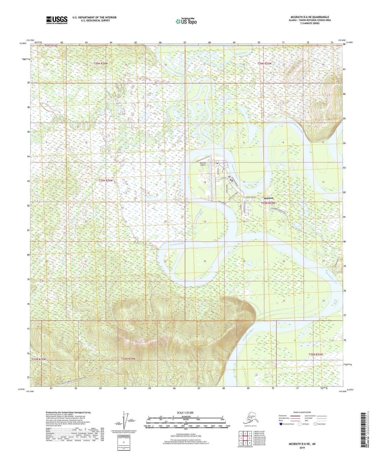 McGrath D-6 NE Alaska US Topo Map Image