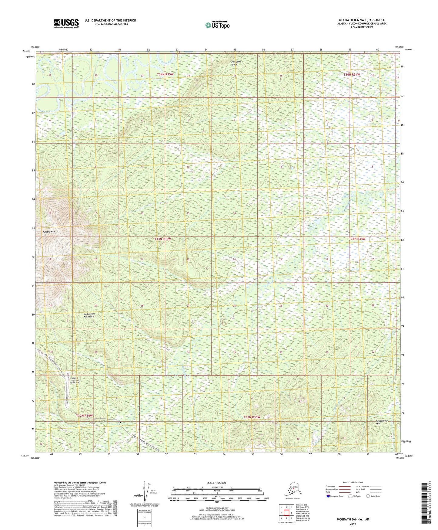 McGrath D-6 NW Alaska US Topo Map Image