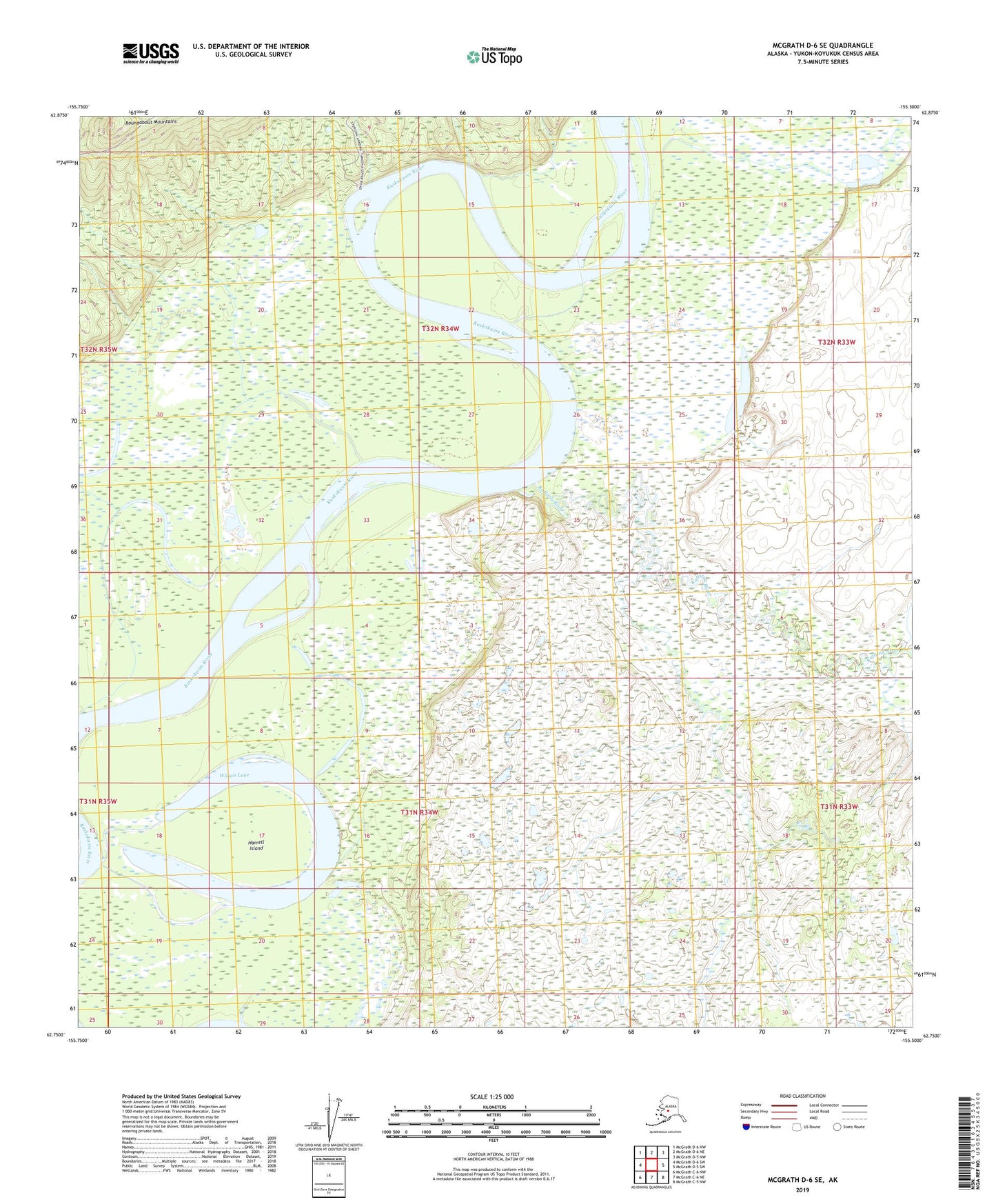 McGrath D-6 SE Alaska US Topo Map Image