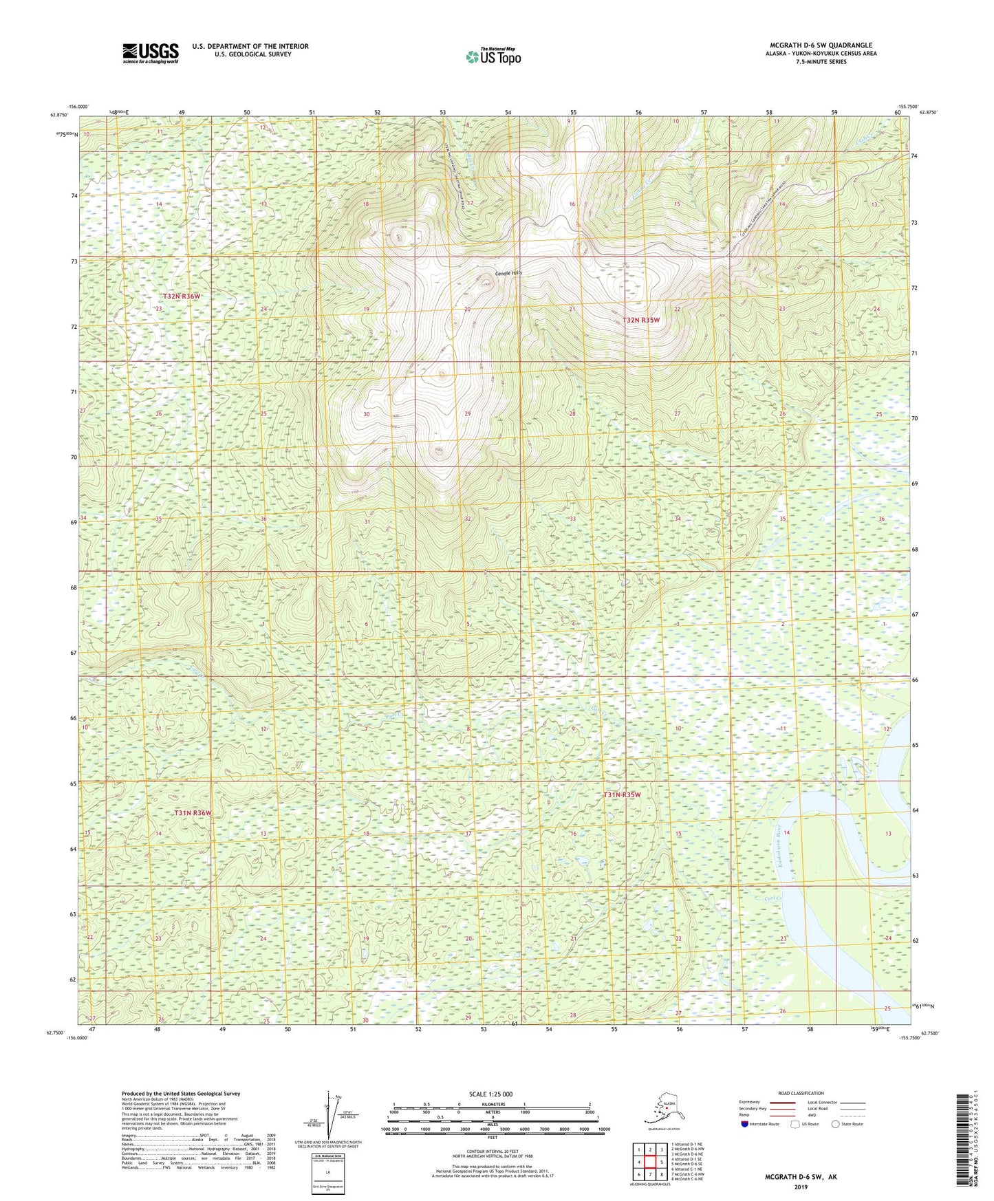 McGrath D-6 SW Alaska US Topo Map Image