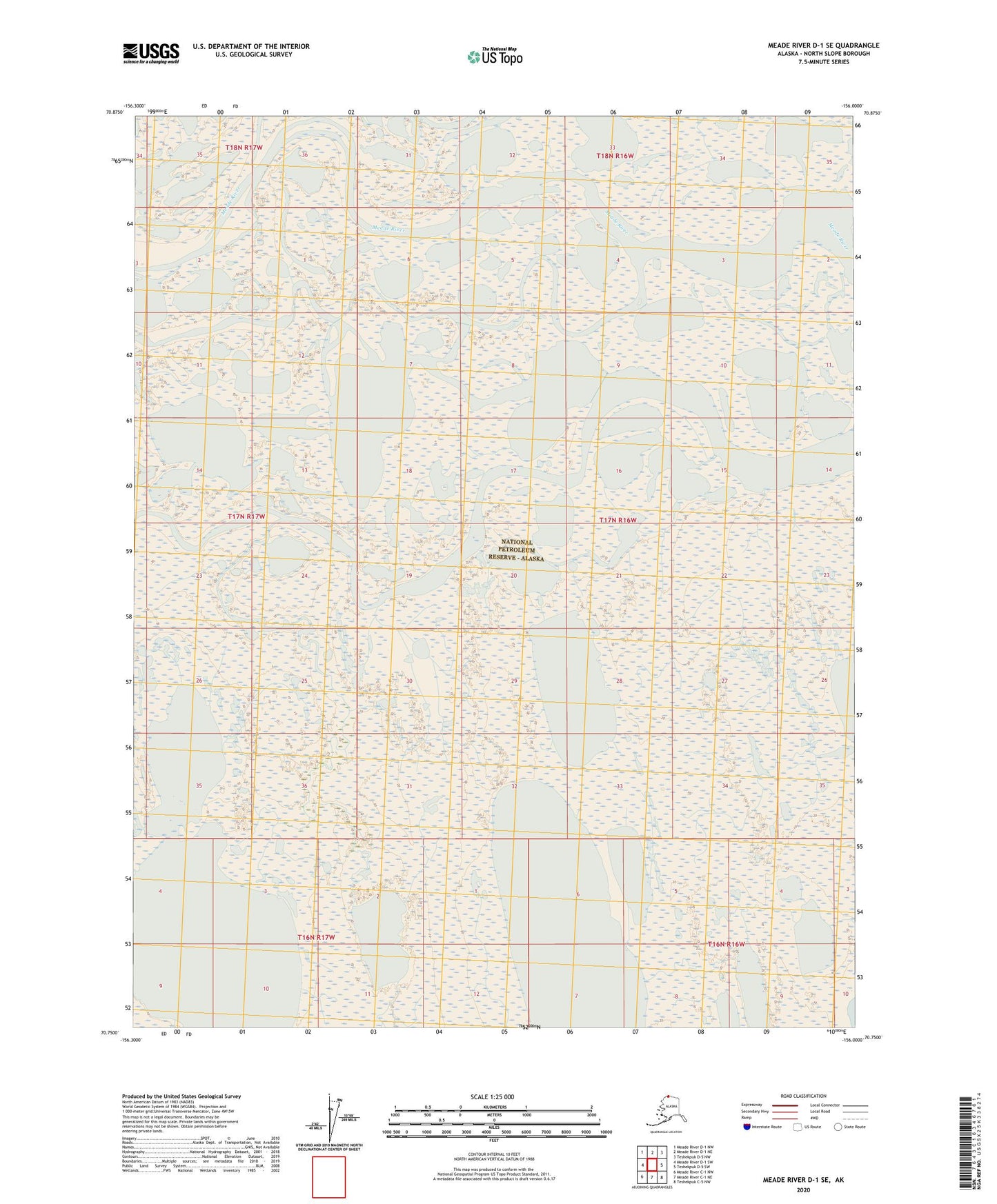 Meade River D-1 SE Alaska US Topo Map Image