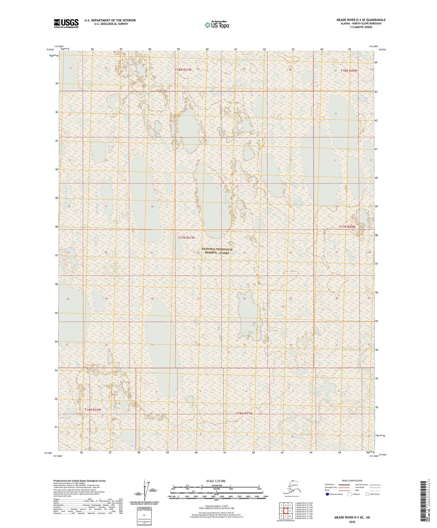Meade River D-3 SE Alaska US Topo Map Image