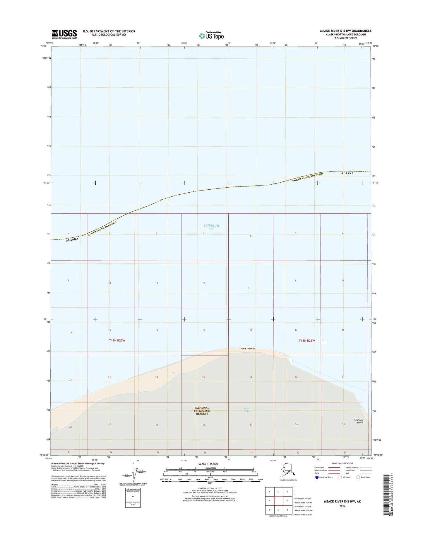 Meade River D-5 NW Alaska US Topo Map Image