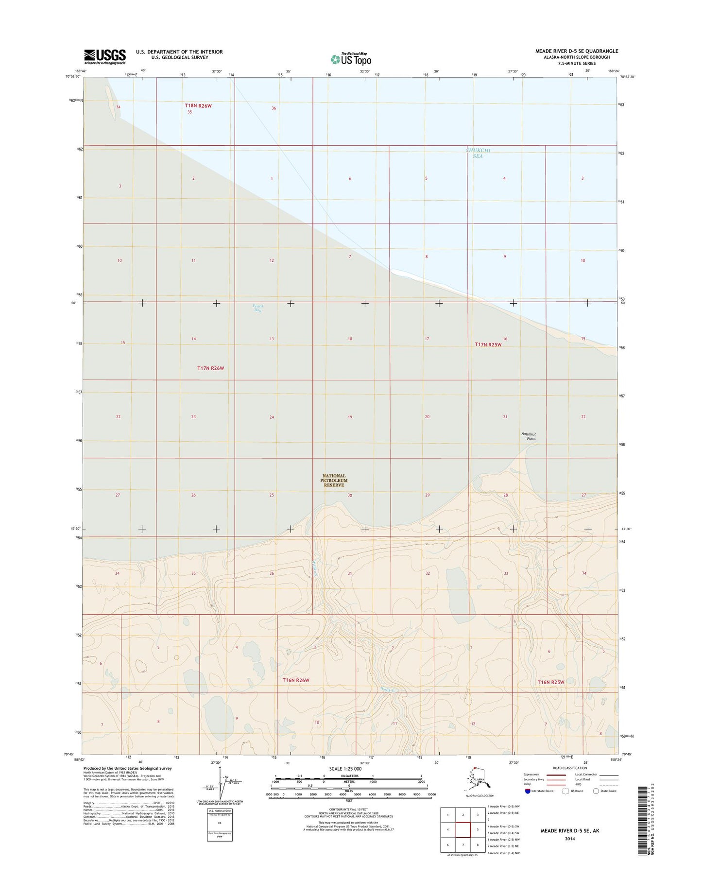 Meade River D-5 SE Alaska US Topo Map Image