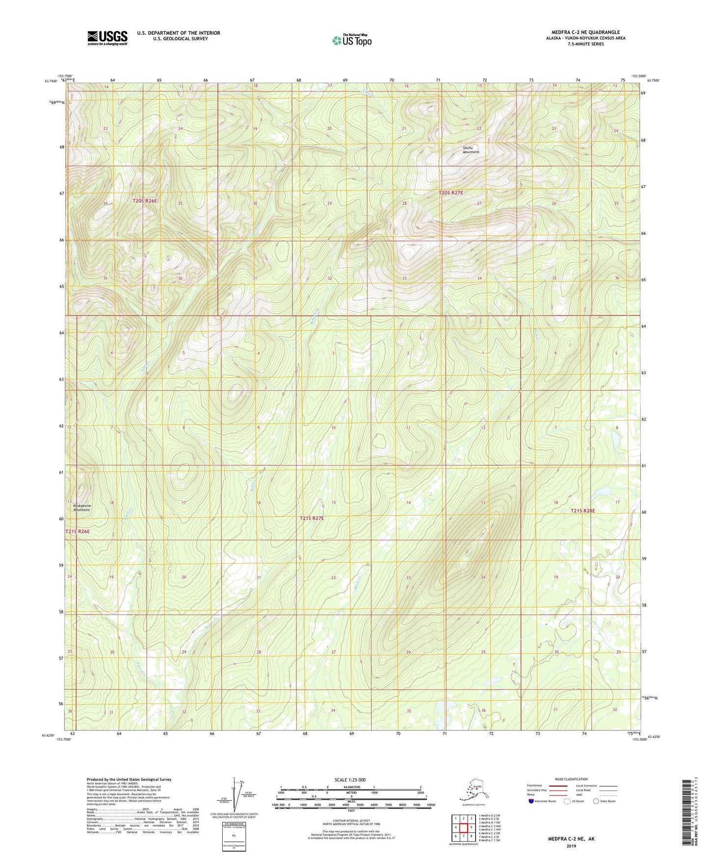Medfra C-2 NE Alaska US Topo Map Image