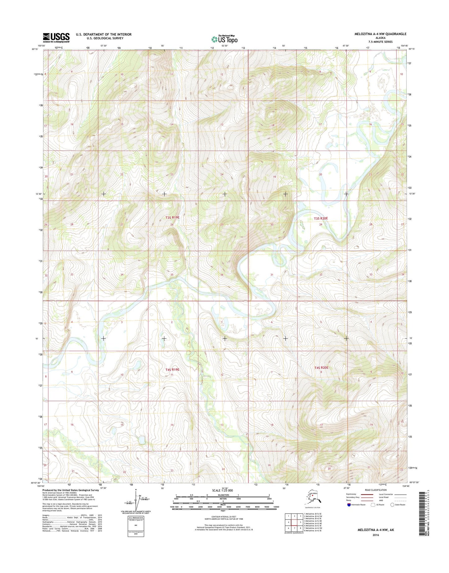 Melozitna A-4 NW Alaska US Topo Map Image