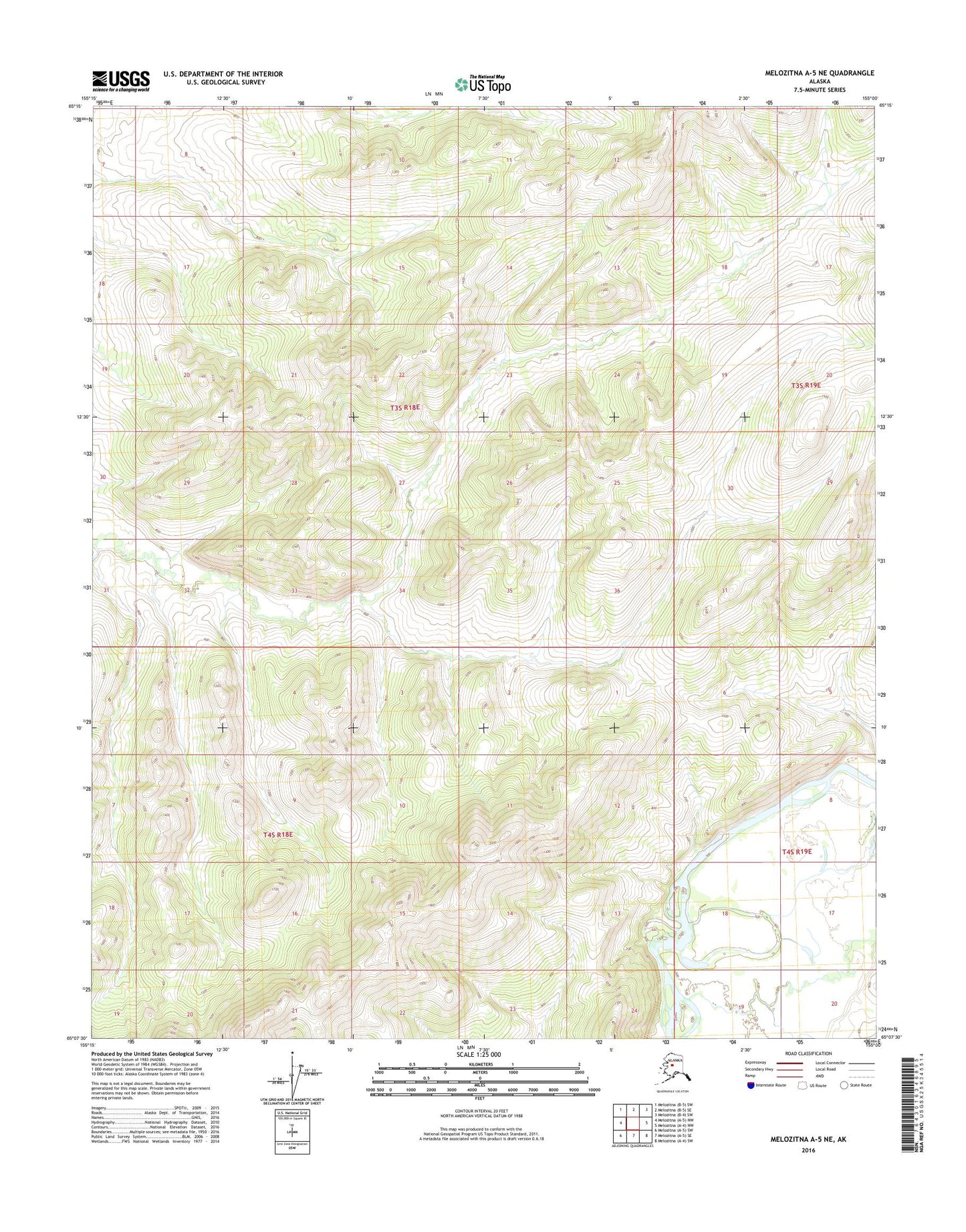 Melozitna A-5 NE Alaska US Topo Map Image
