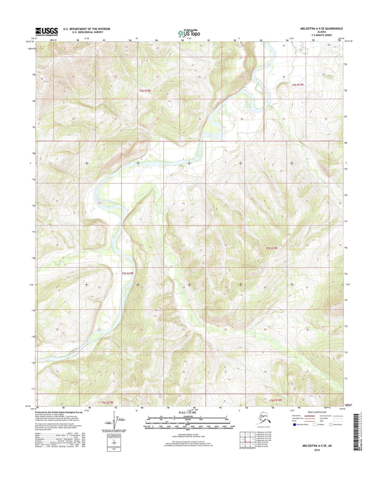 Melozitna A-5 SE Alaska US Topo Map Image
