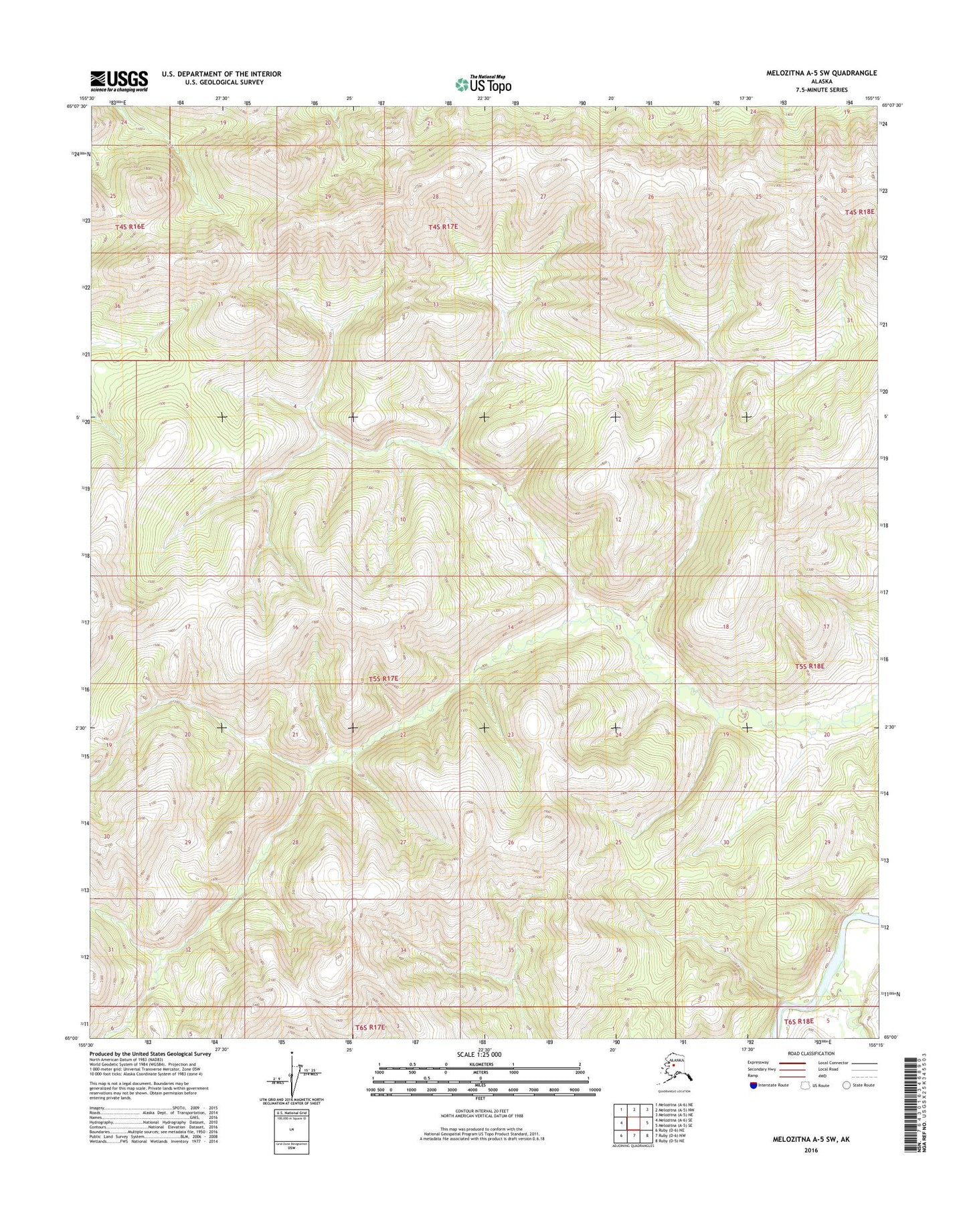 Melozitna A-5 SW Alaska US Topo Map Image