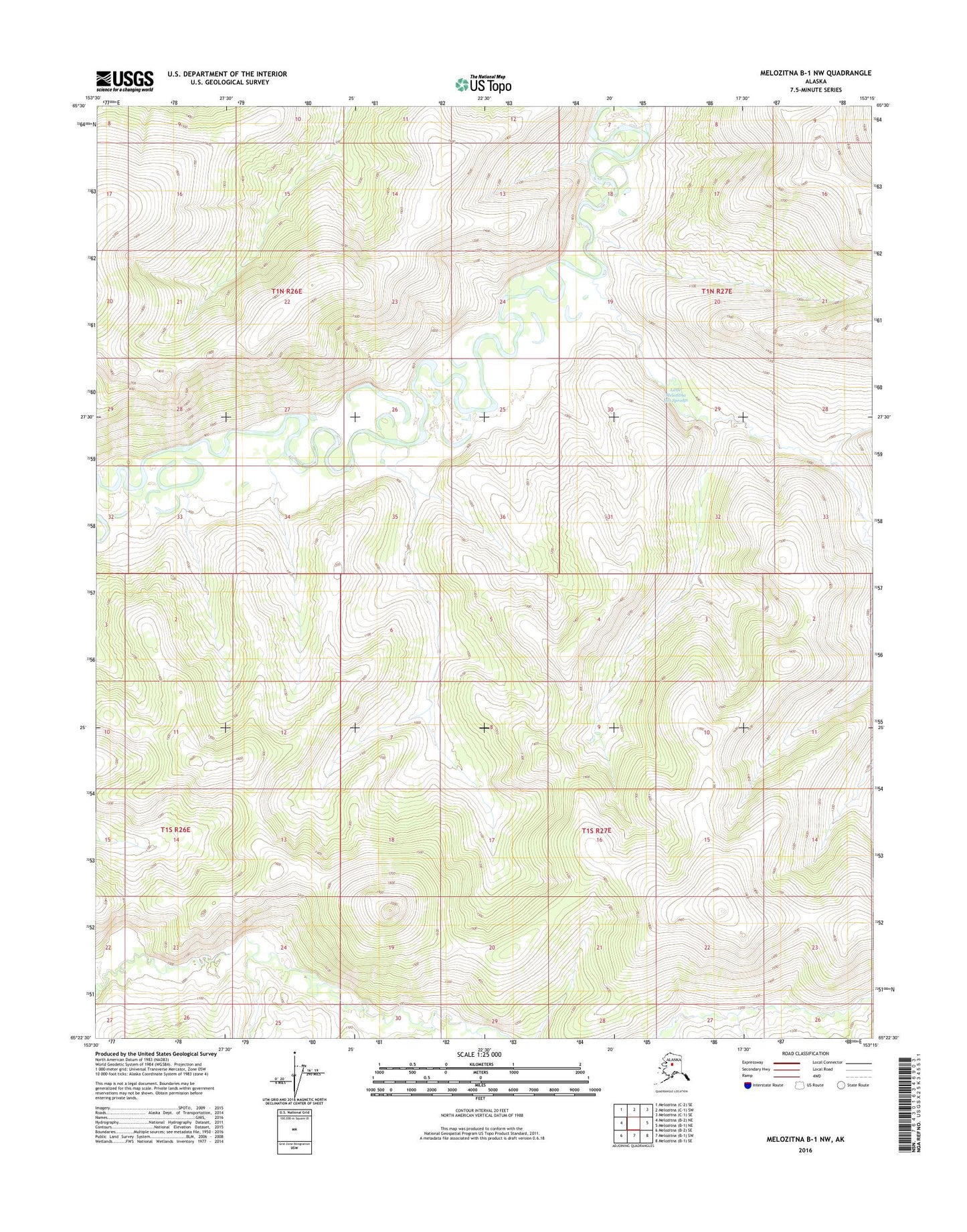 Melozitna B-1 NW Alaska US Topo Map Image