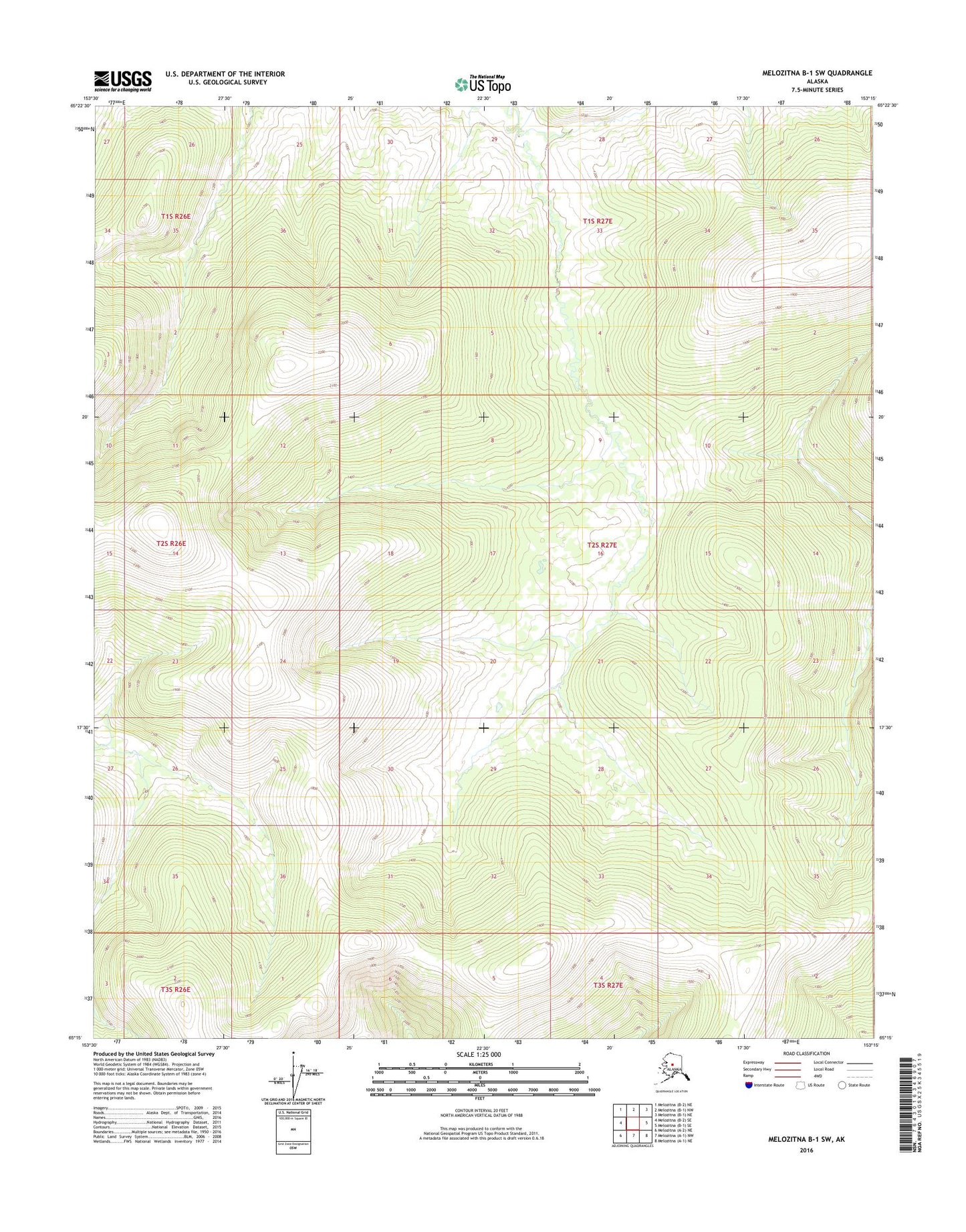 Melozitna B-1 SW Alaska US Topo Map Image